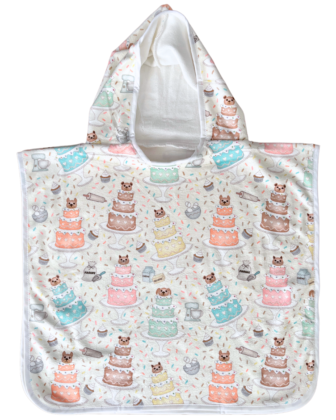Hooded poncho towel for baby (0-18 months): Delicious pastel cakes