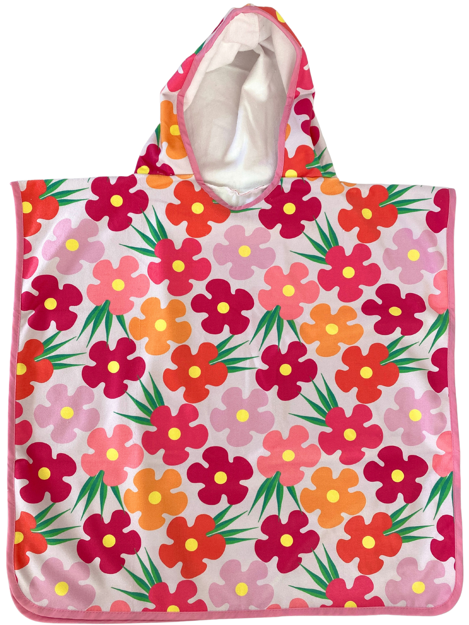 Hooded poncho towel for children (18 months to 5 years): Flaming flowers