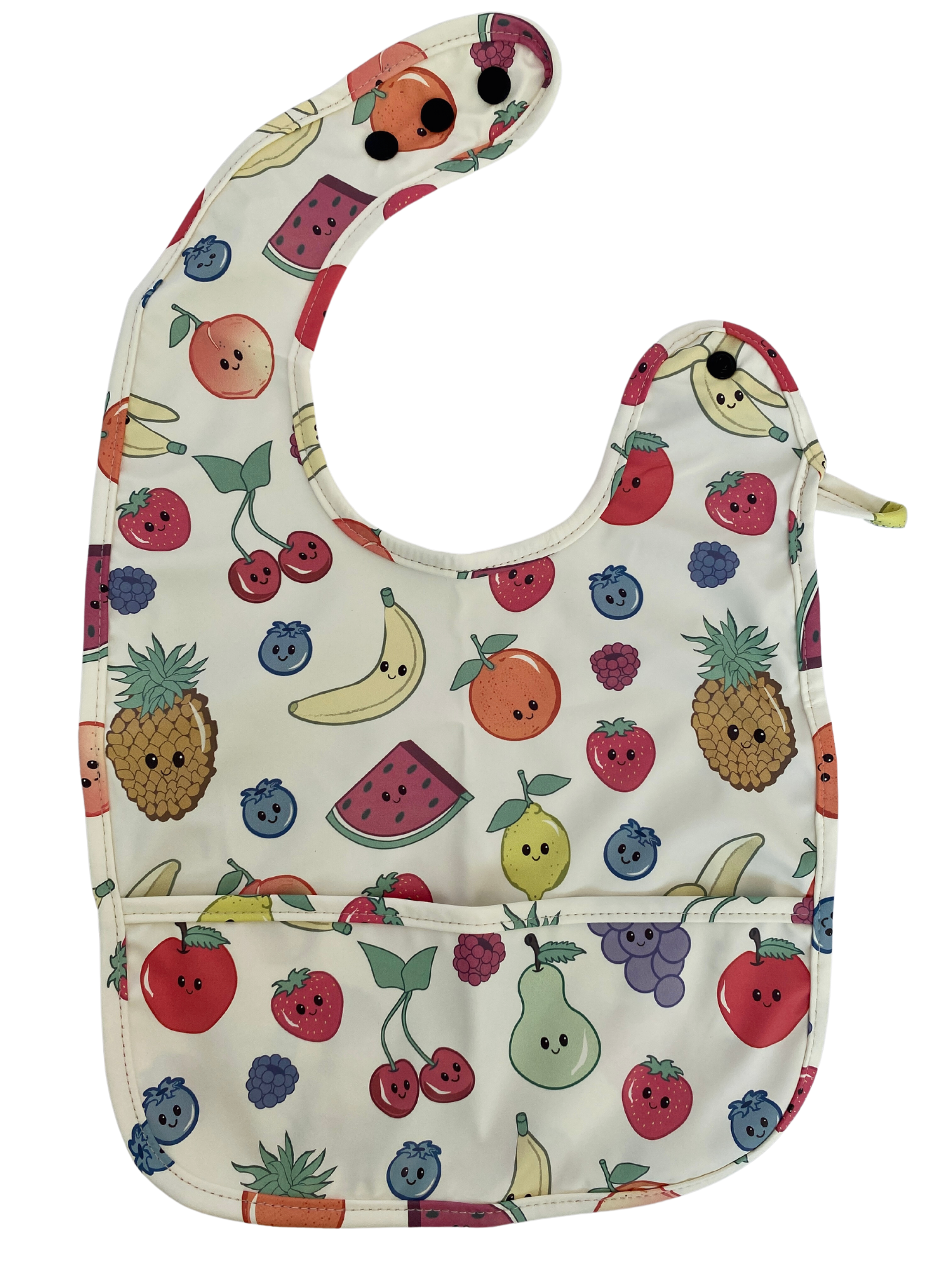 Waterproof Bib with Pocket: Cute Fruits