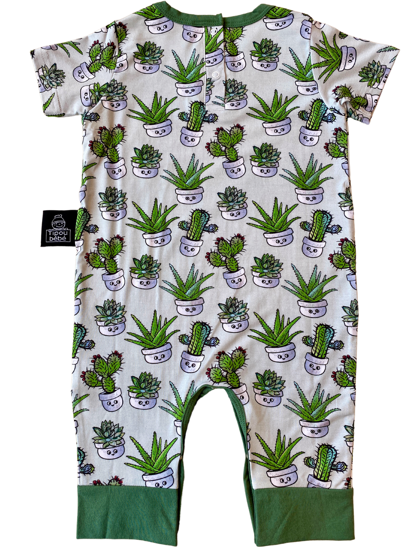 Soft Bamboo Romper : Soft Cactus and Succulent Plants Sage Green