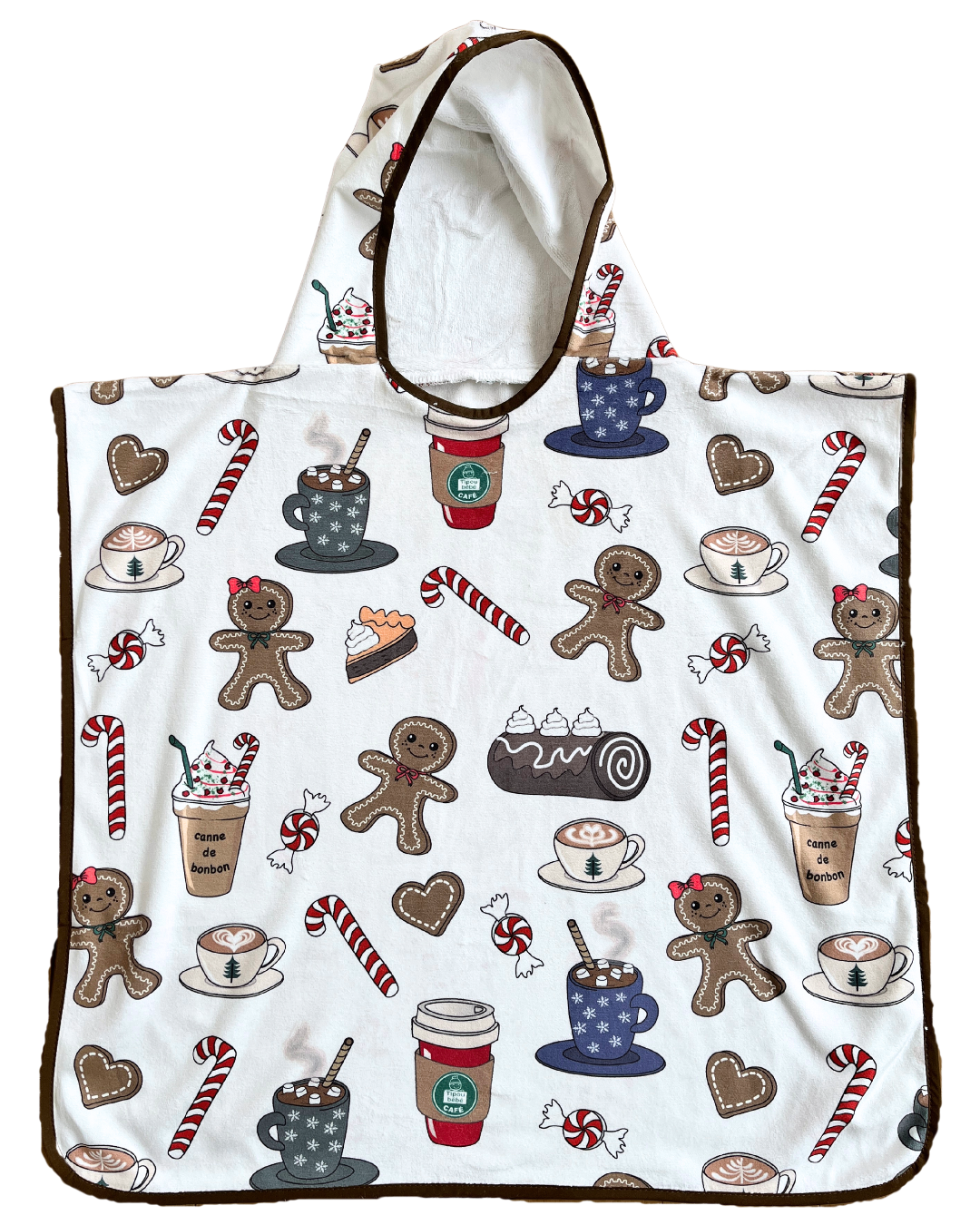 Serviette poncho à capuchon pour enfant (18 mois à 5 ans) : Les amis en pain d'épice