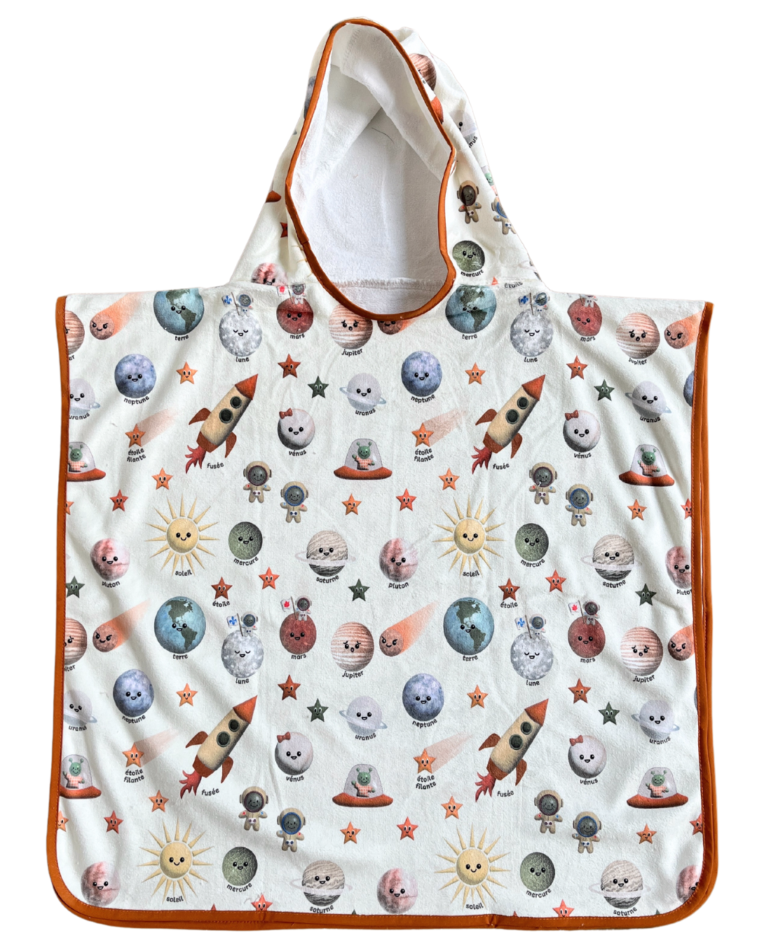 Serviette poncho à capuchon pour enfant (18 mois à 5 ans) : Espace fond crème