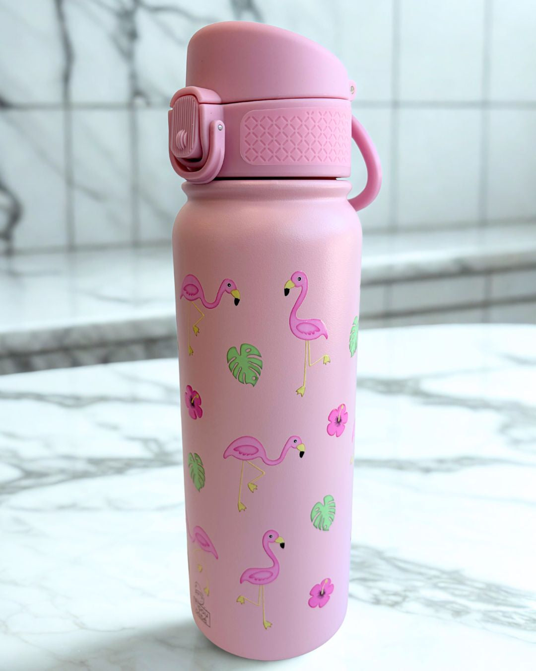 600 ml Water Bottle - Pink Flamingo Party