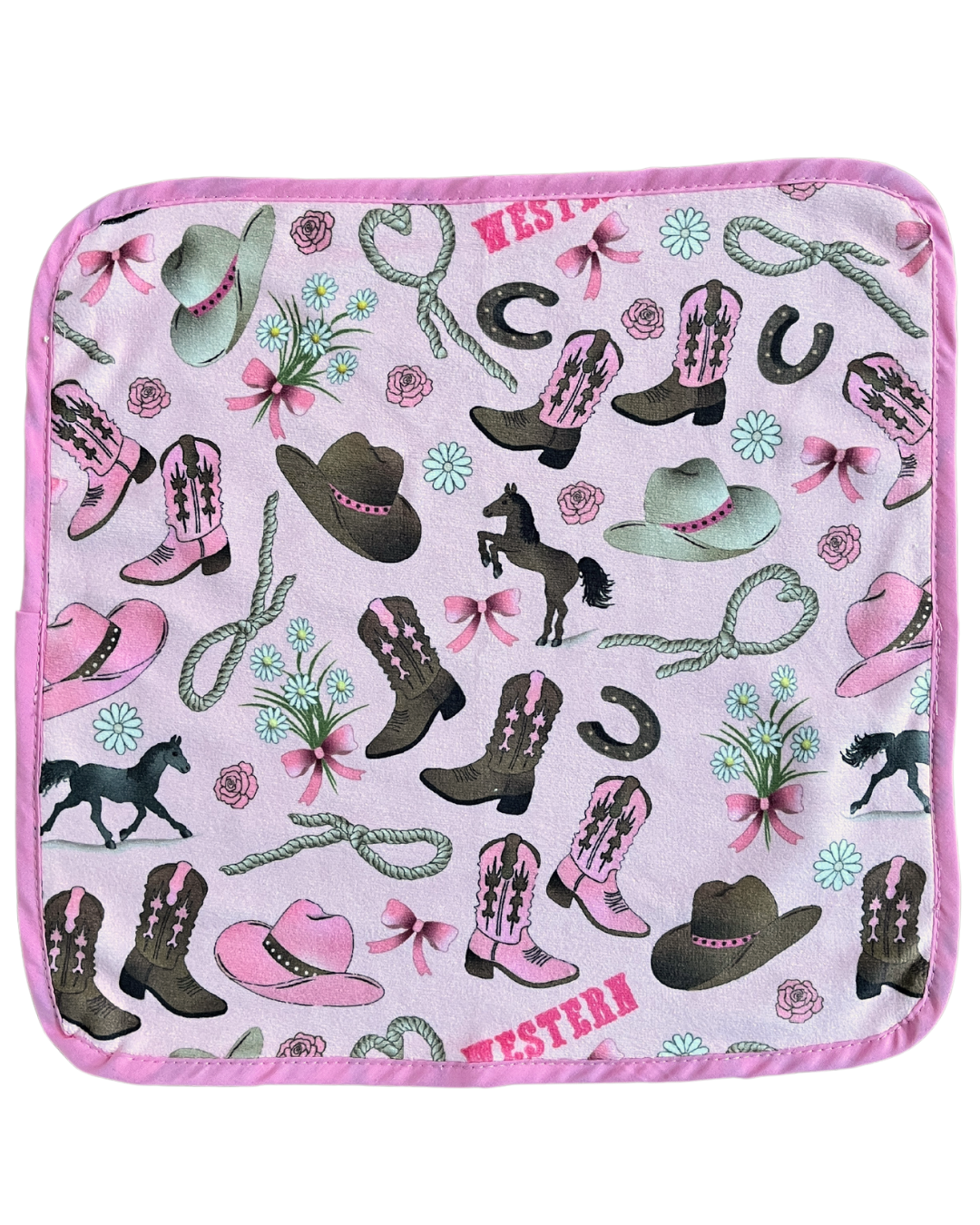 Débarbouillette : Western cowboy rose