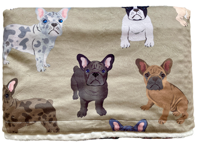 Giant blanket: French Bulldog Party (Taupe)