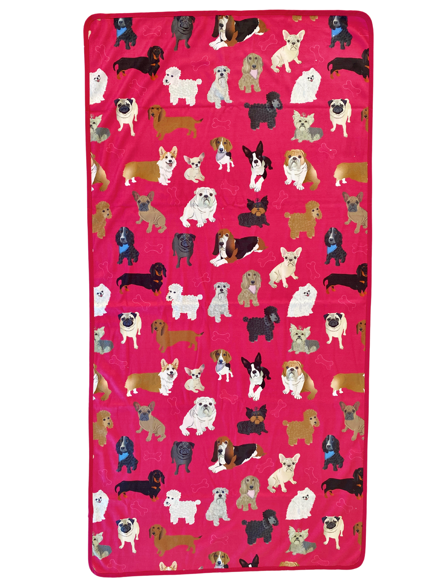 Serviette pour enfant : Amoureux des petits chiens (Rose fuchsia)