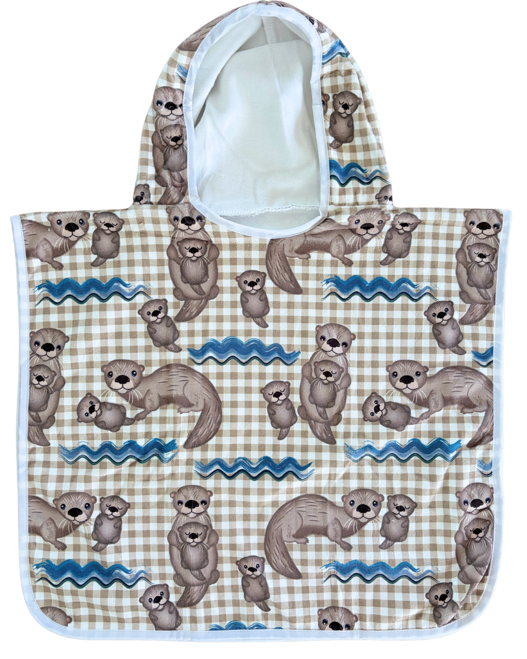 Serviette poncho à capuchon pour bébé (0-18 mois) : Loutres en détente
