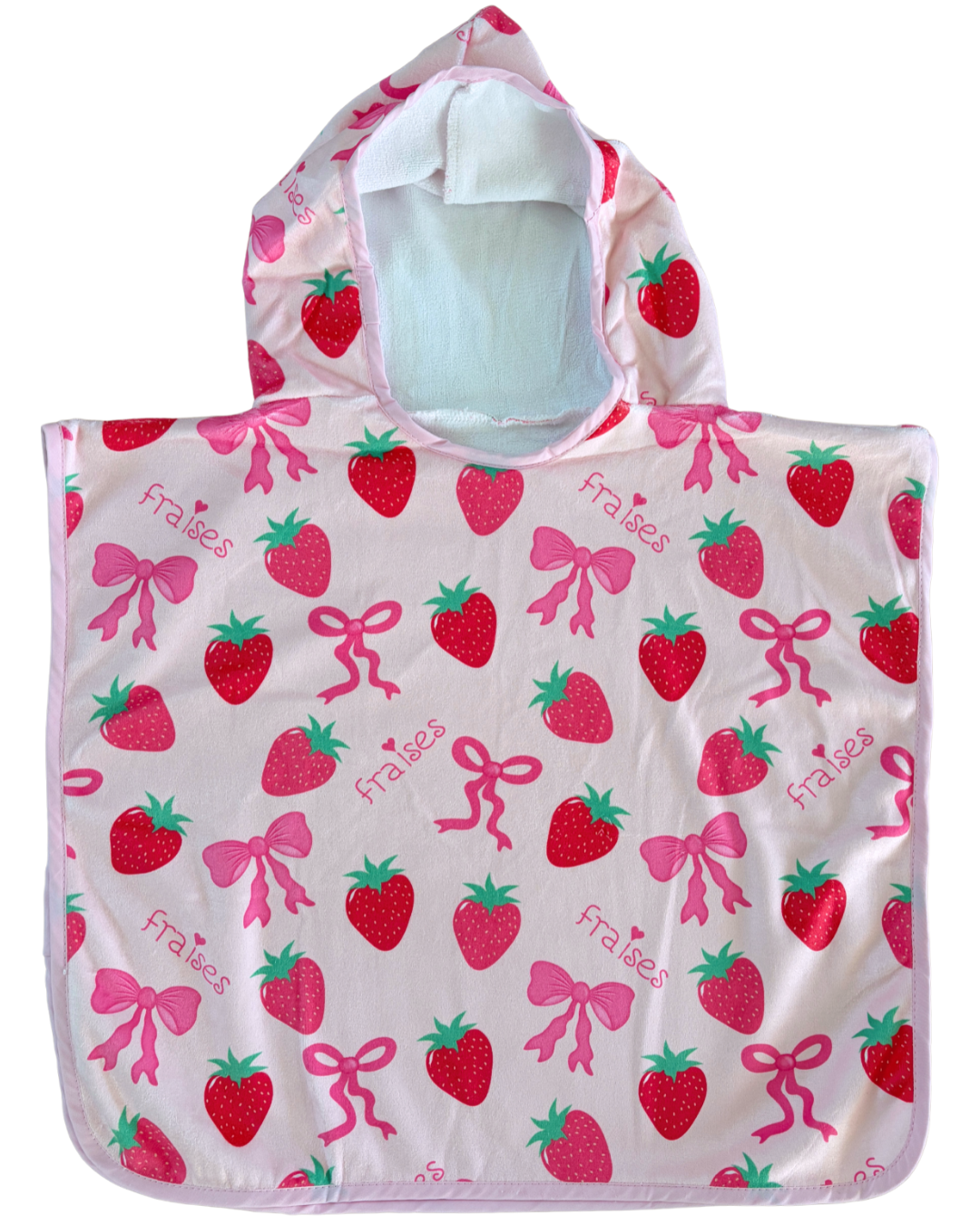 Serviette poncho à capuchon pour bébé (0-18 mois) : Irrésistibles fraises et boucles