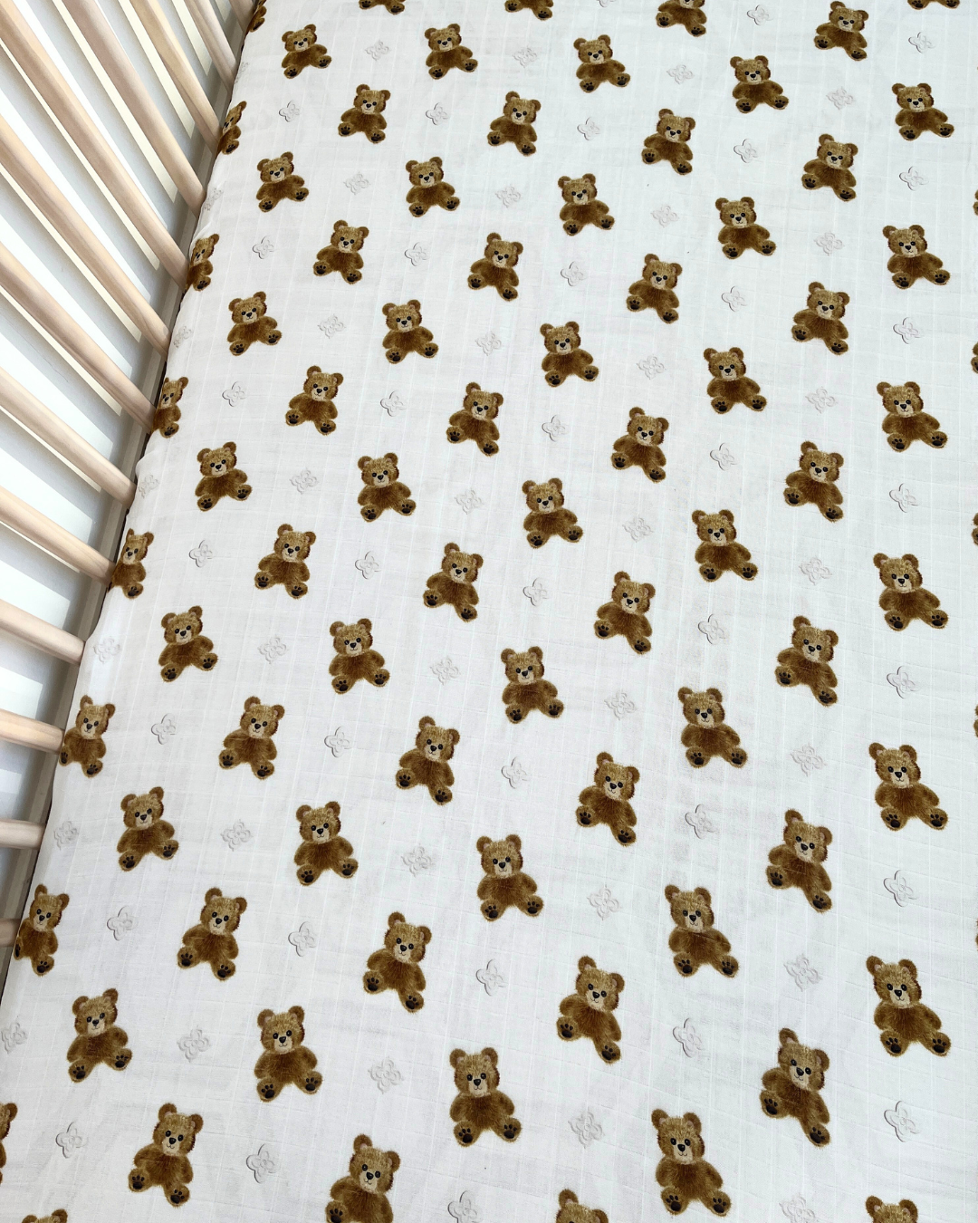 Drap contour pour bassinette en mousseline : Oursons charmants