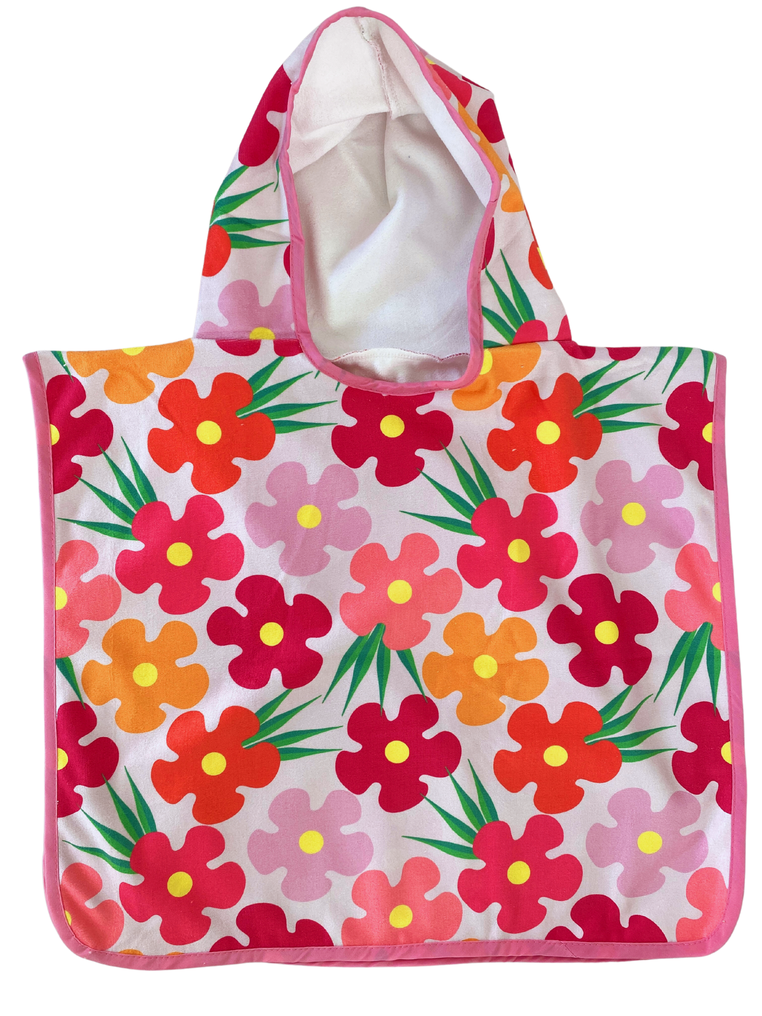 Hooded poncho towel for baby (0-18 months): Flaming flowers