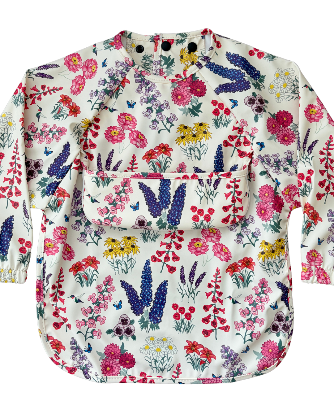 Bavette imperméable à manches longues avec poche : Jardin de fleurs de campagne