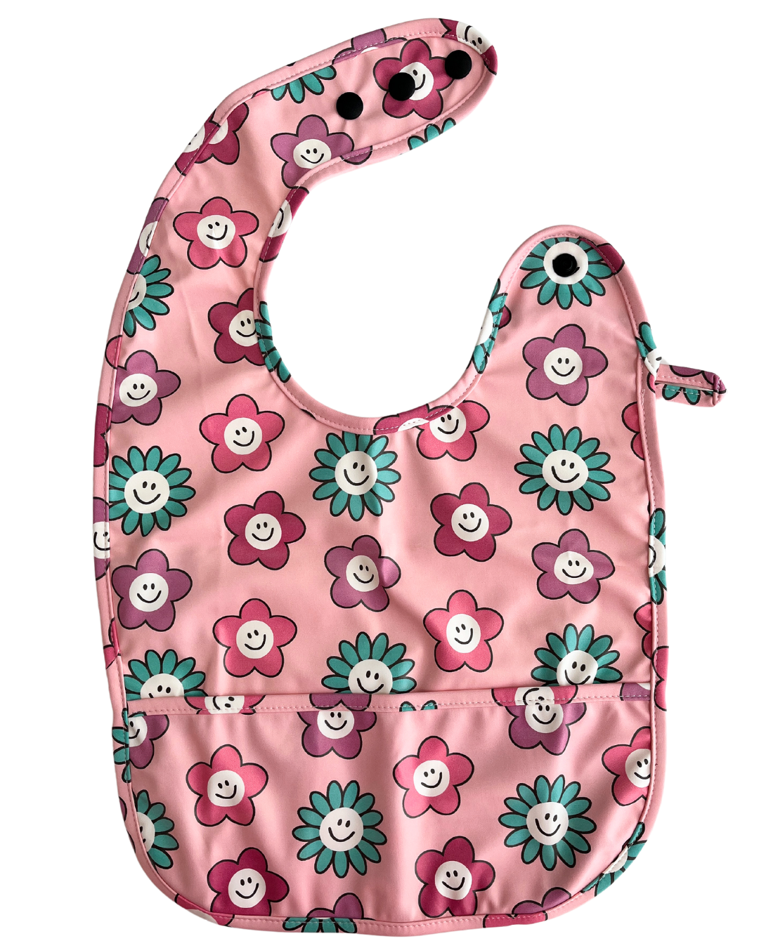 Bavette imperméable avec poche : Fleurs souriantes