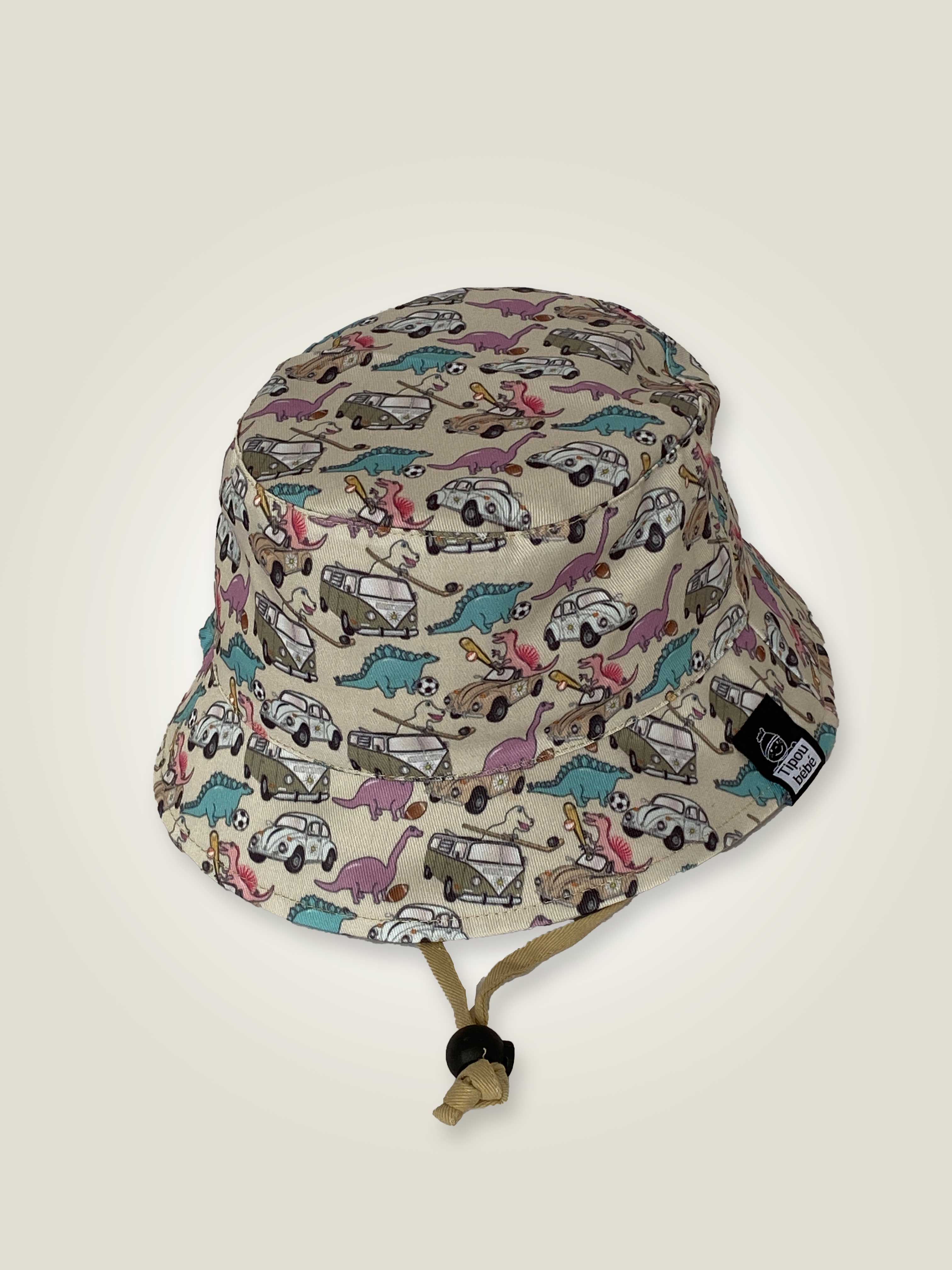 Reversible Bucket Hat : The Dinosaurs in their car