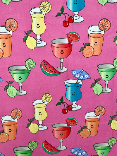 Hooded Kid Towel (18 months to 5 years): Refreshing Cocktails (Pink Background)