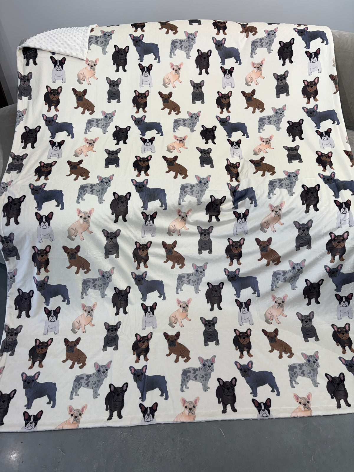 Couverture Géante : Party de bouledogue français (Crème)