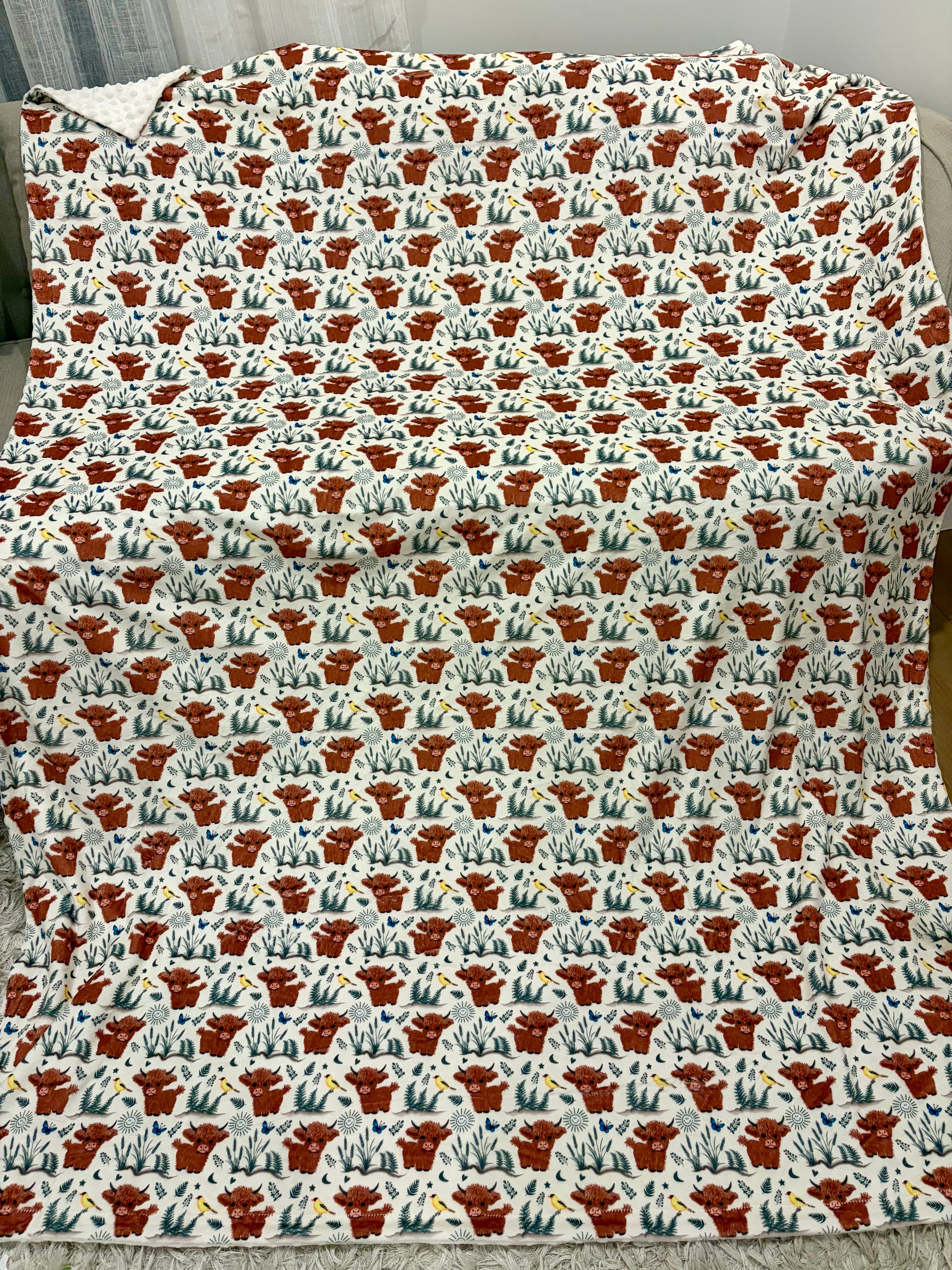 Giant Blanket: Highland Cows (beige background)