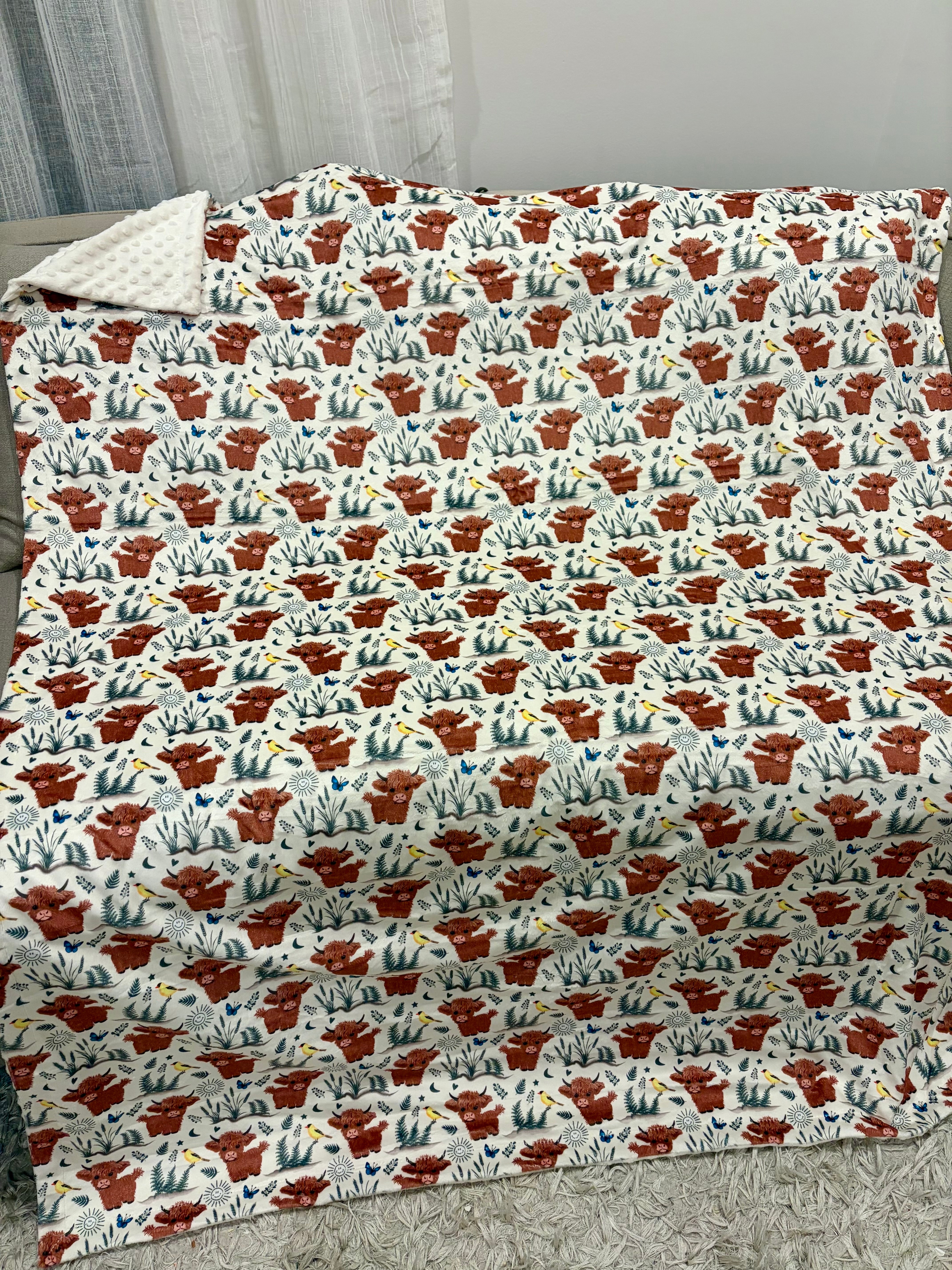 Couverture Moyenne : Vaches Highland (fond beige)