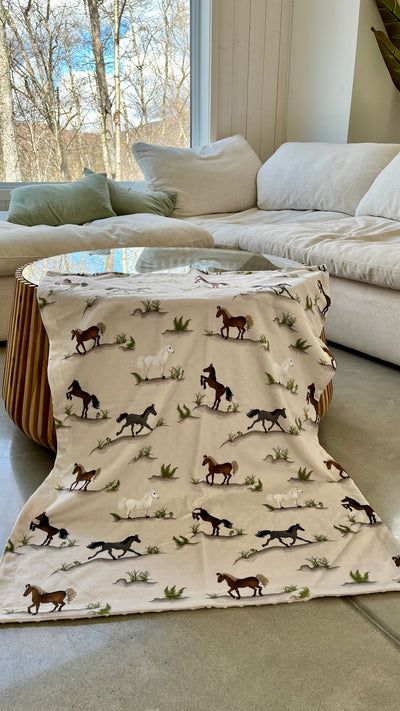 Baby Blanket: Horses in the meadow