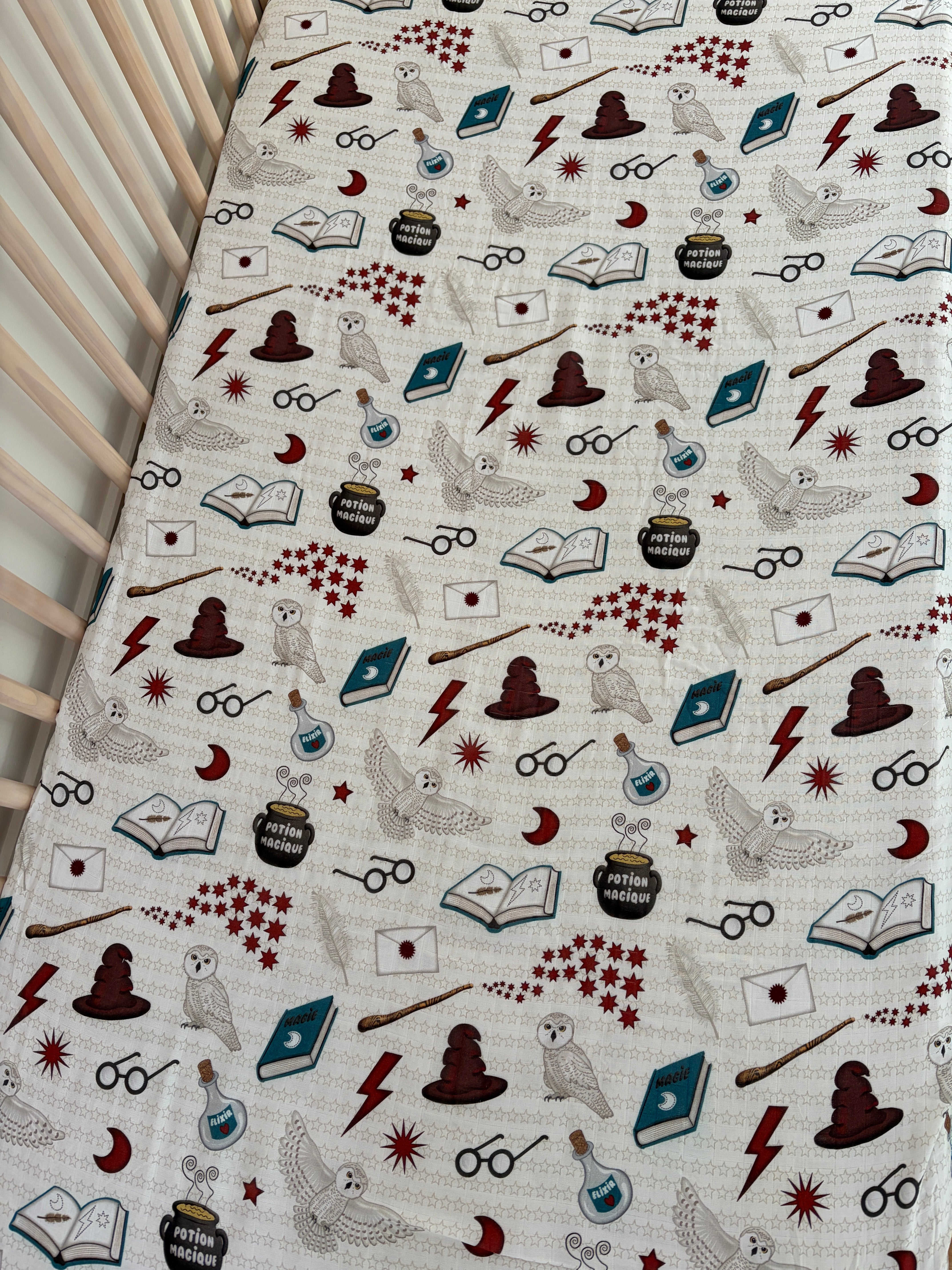 Drap contour pour bassinette en mousseline : Potion magique pour sorciers et sorcières