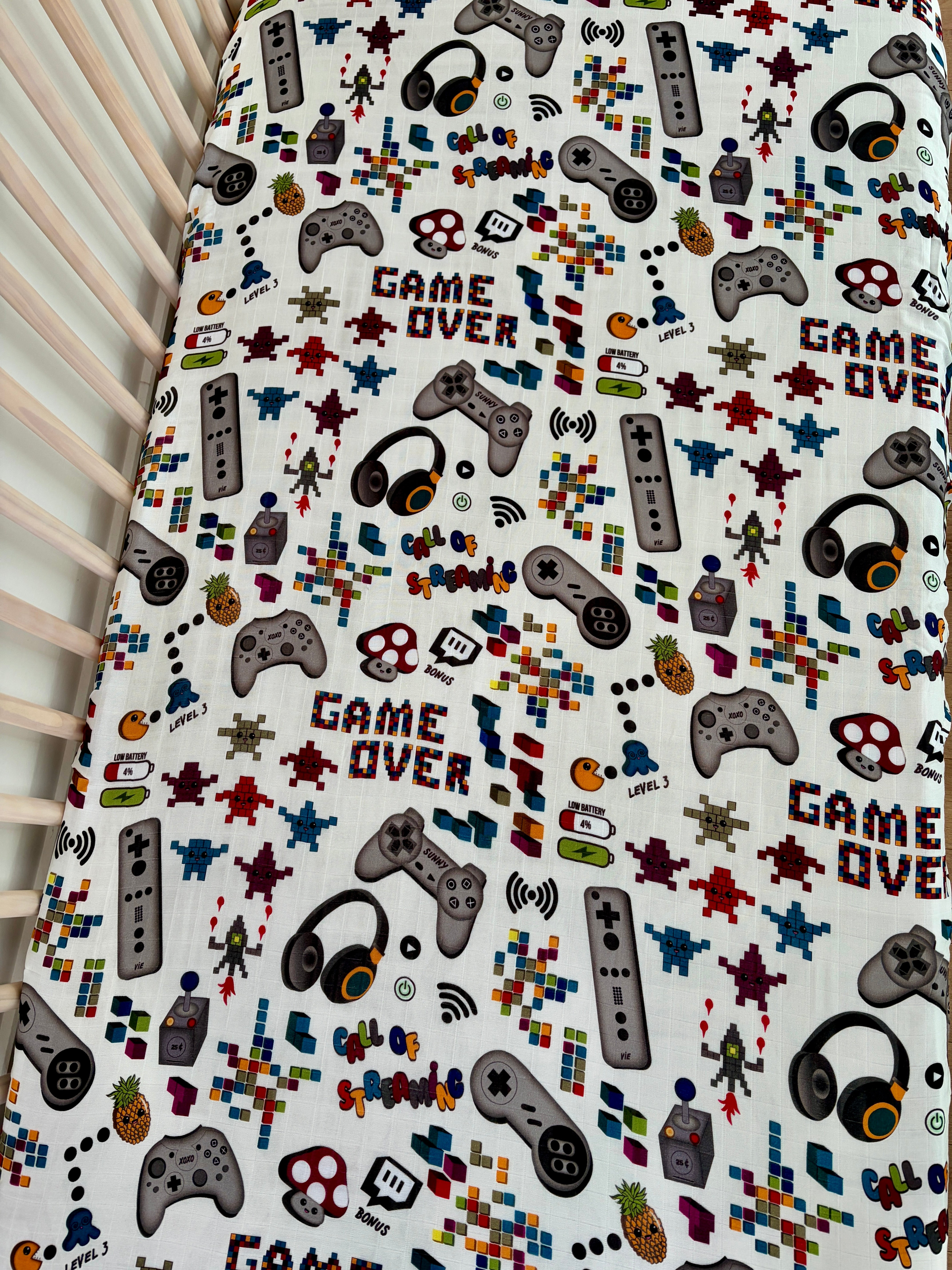 Drap contour pour bassinette en mousseline : Jeux vidéo pour gamer