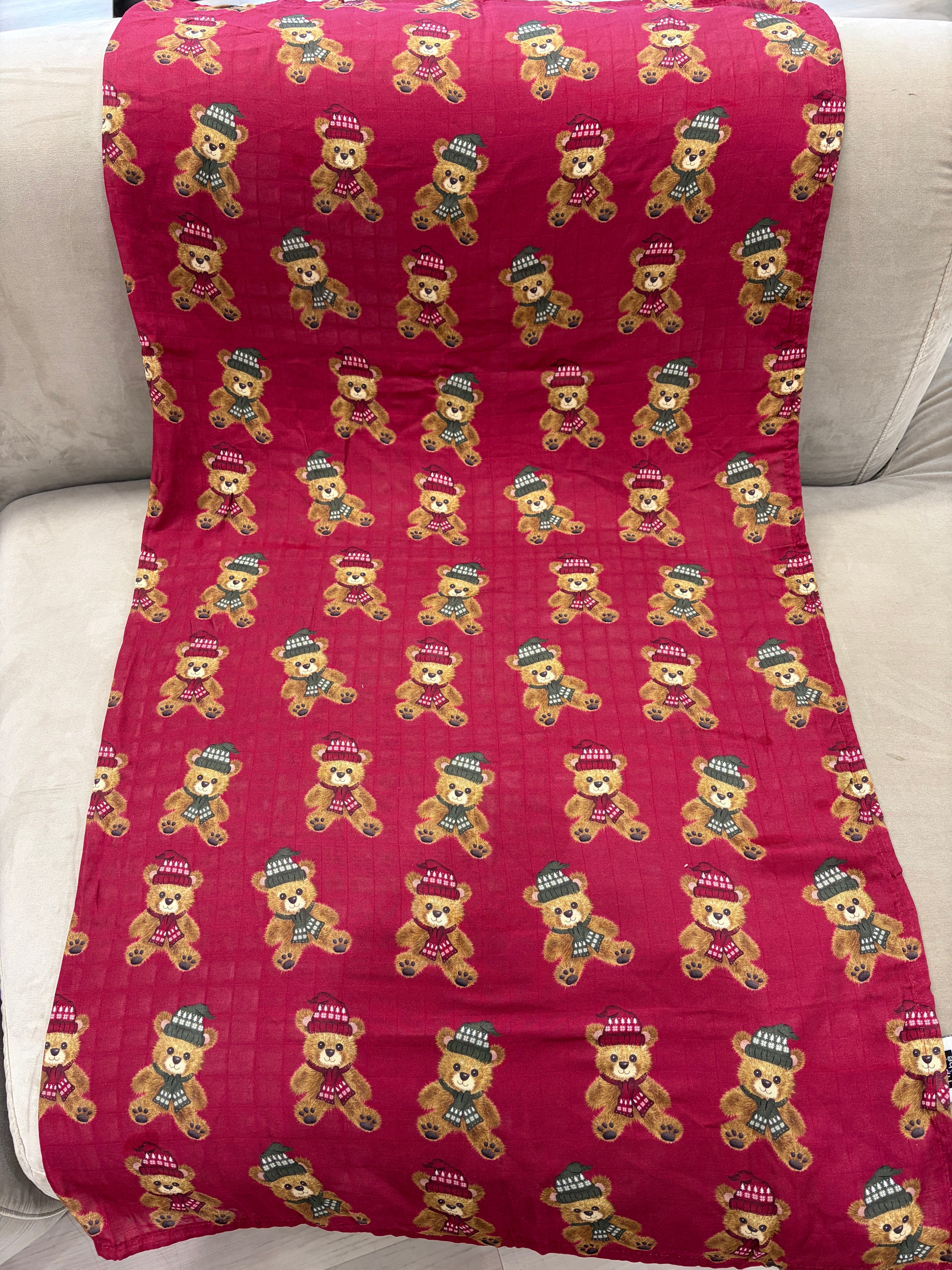 Couverture de mousseline: Oursons mignons emmitouflés