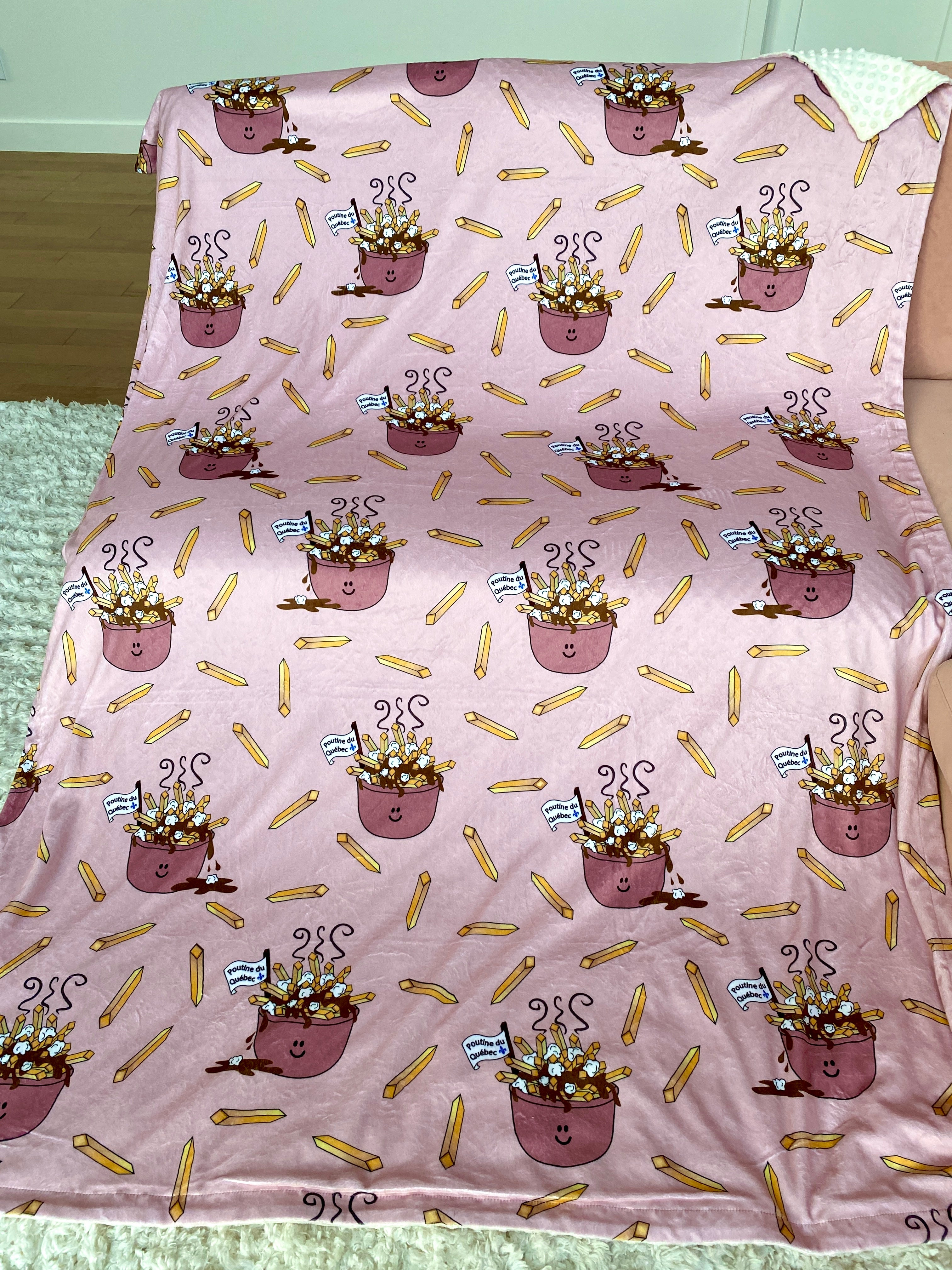 Couverture Géante : Poutines du Québec (fond rose)