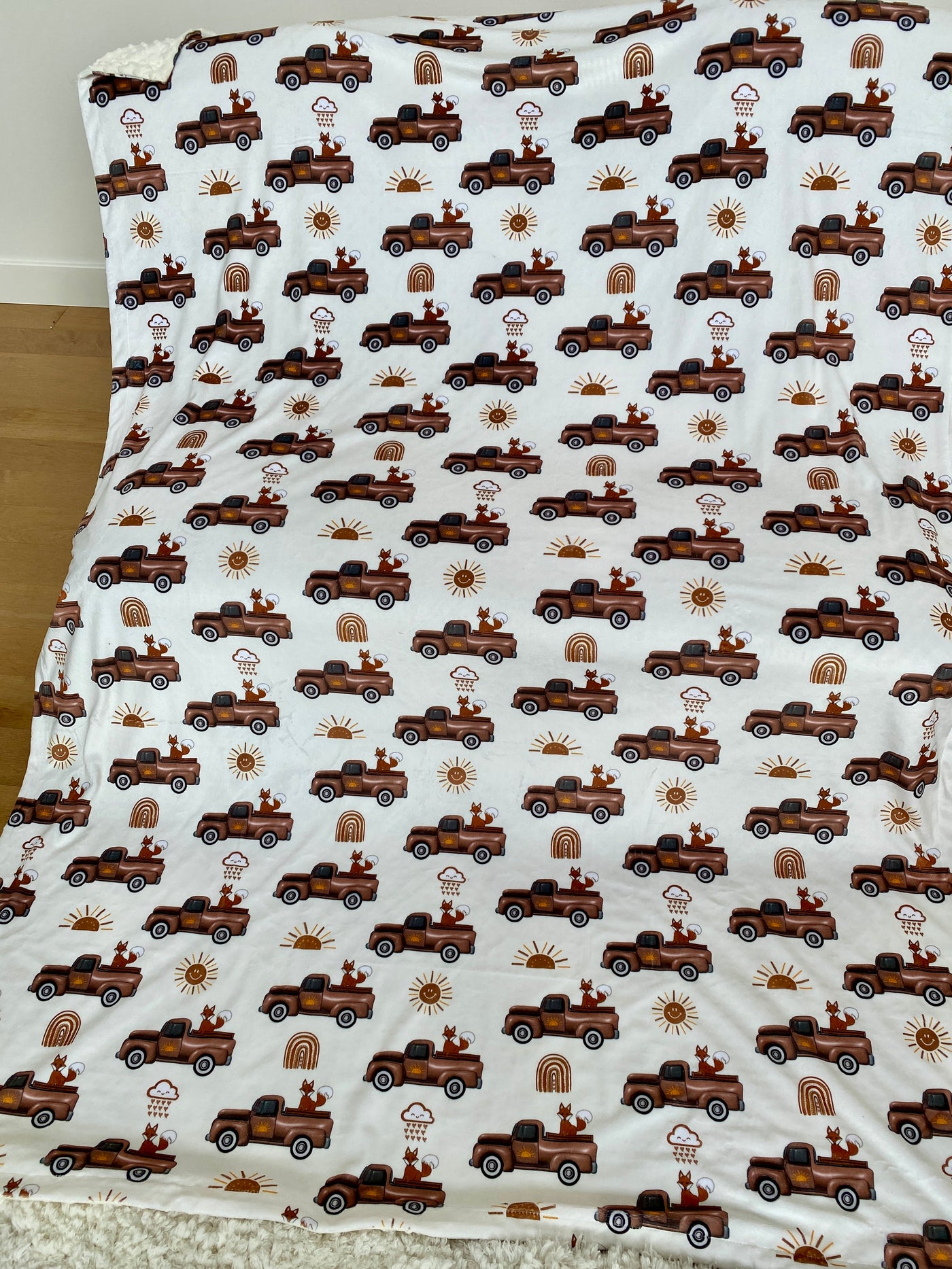 Giant Blanket: Vintage Trucks and Foxes