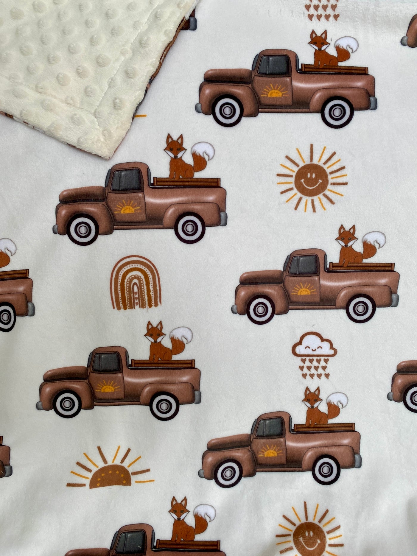 Giant Blanket: Vintage Trucks and Foxes