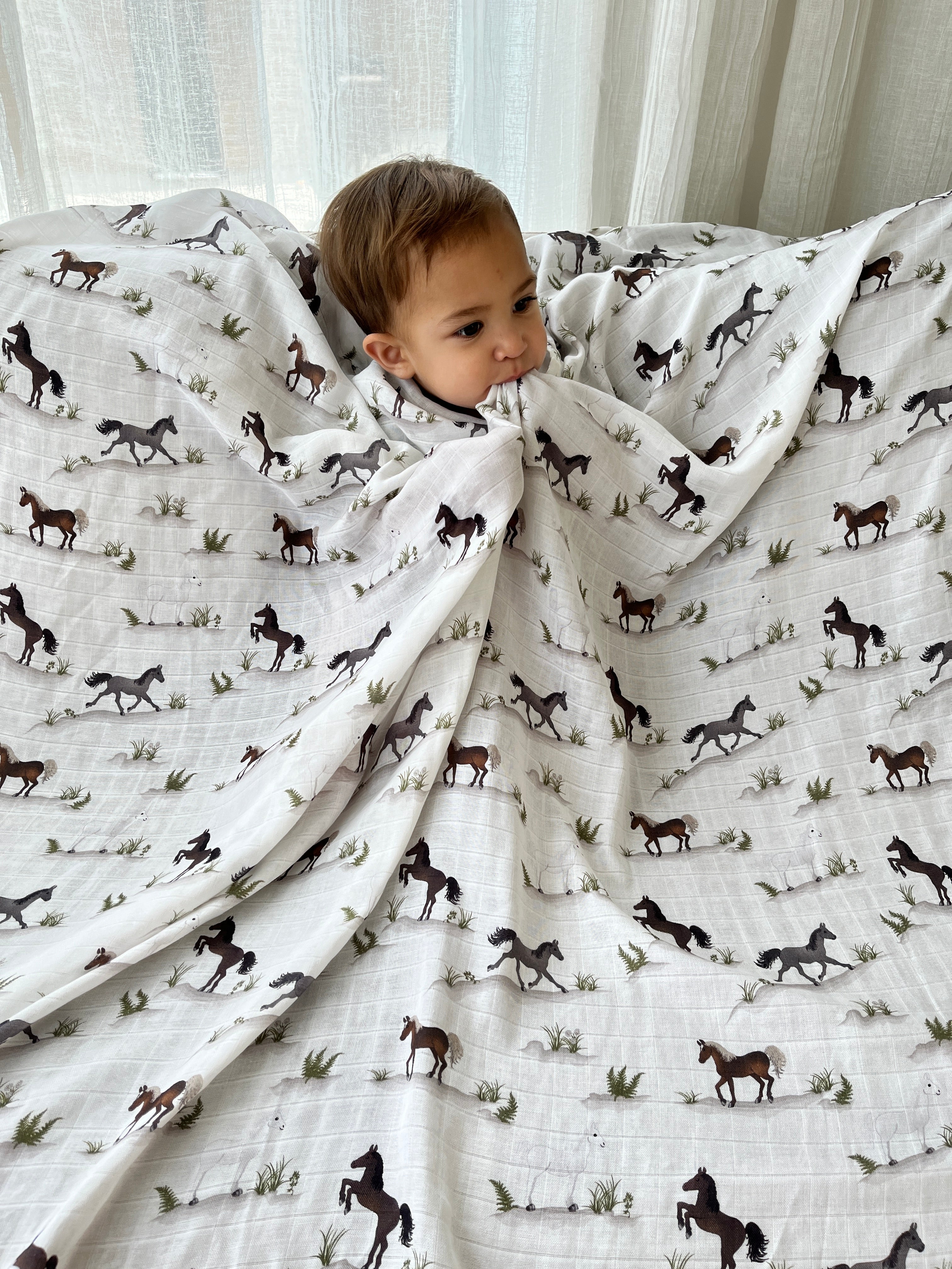 Couverture de mousseline: Chevaux dans la prairie