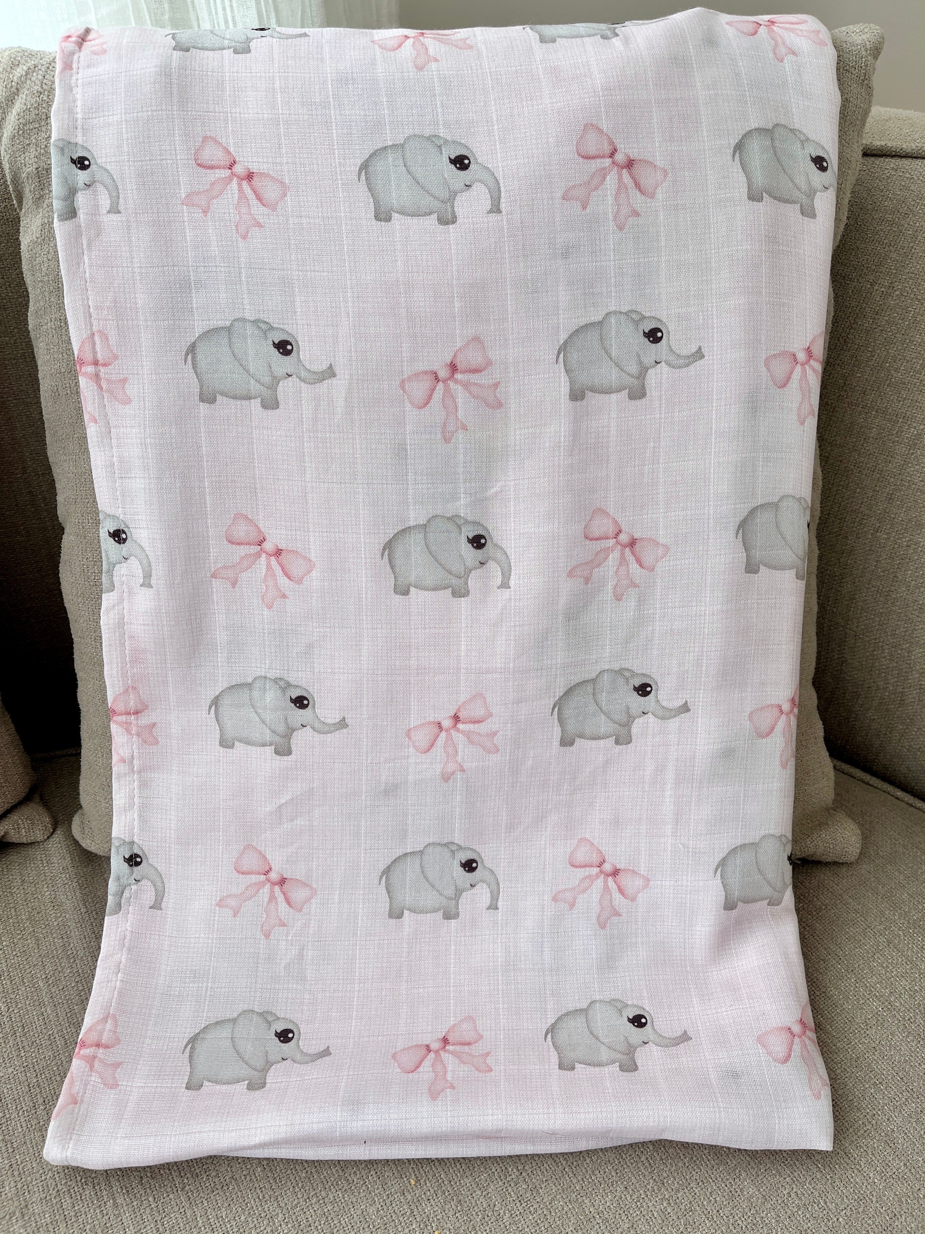 Couverture de mousseline: Éléphants mignons et boucles