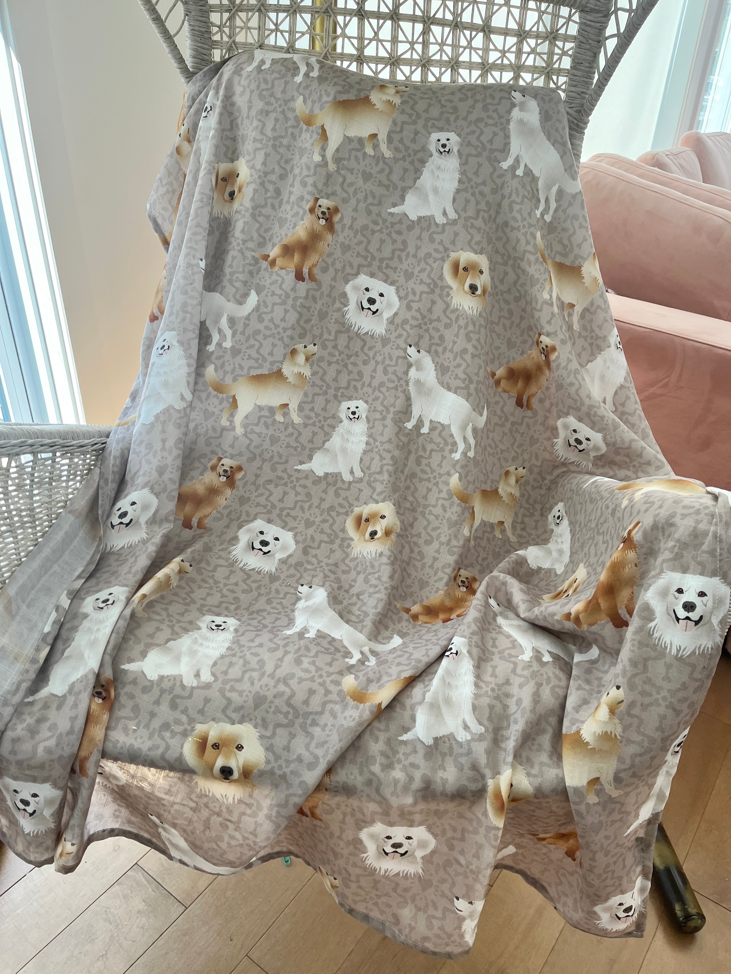 Couverture de mousseline: Chiens golden retriever