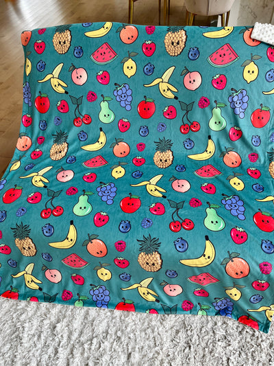 Average Coverage: Cute Fruits (Teal Background)