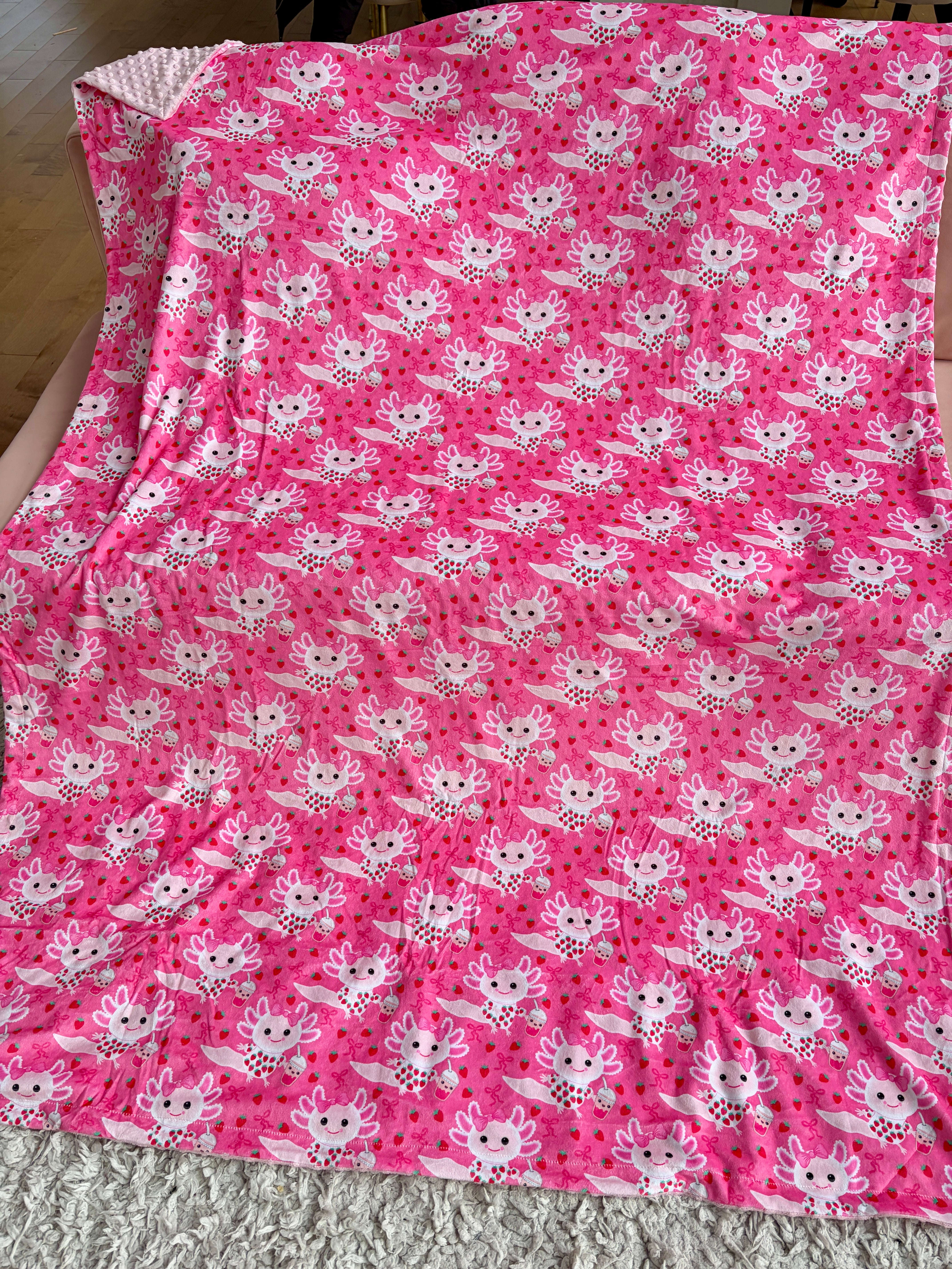 Giant Blanket: Axolotls and Their Strawberry Milkshake