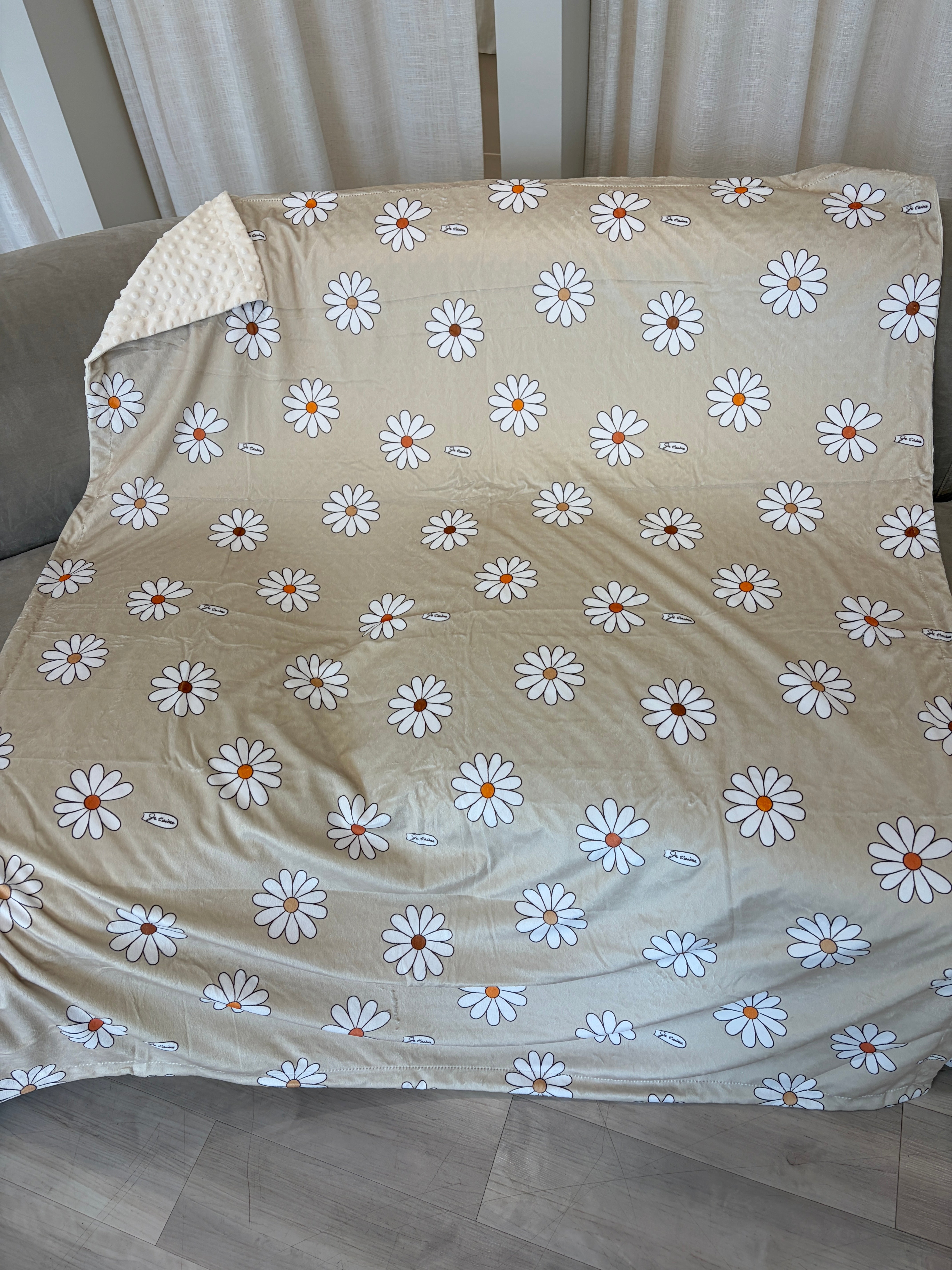Couverture Moyenne : Marguerites BOHO (fond crème)