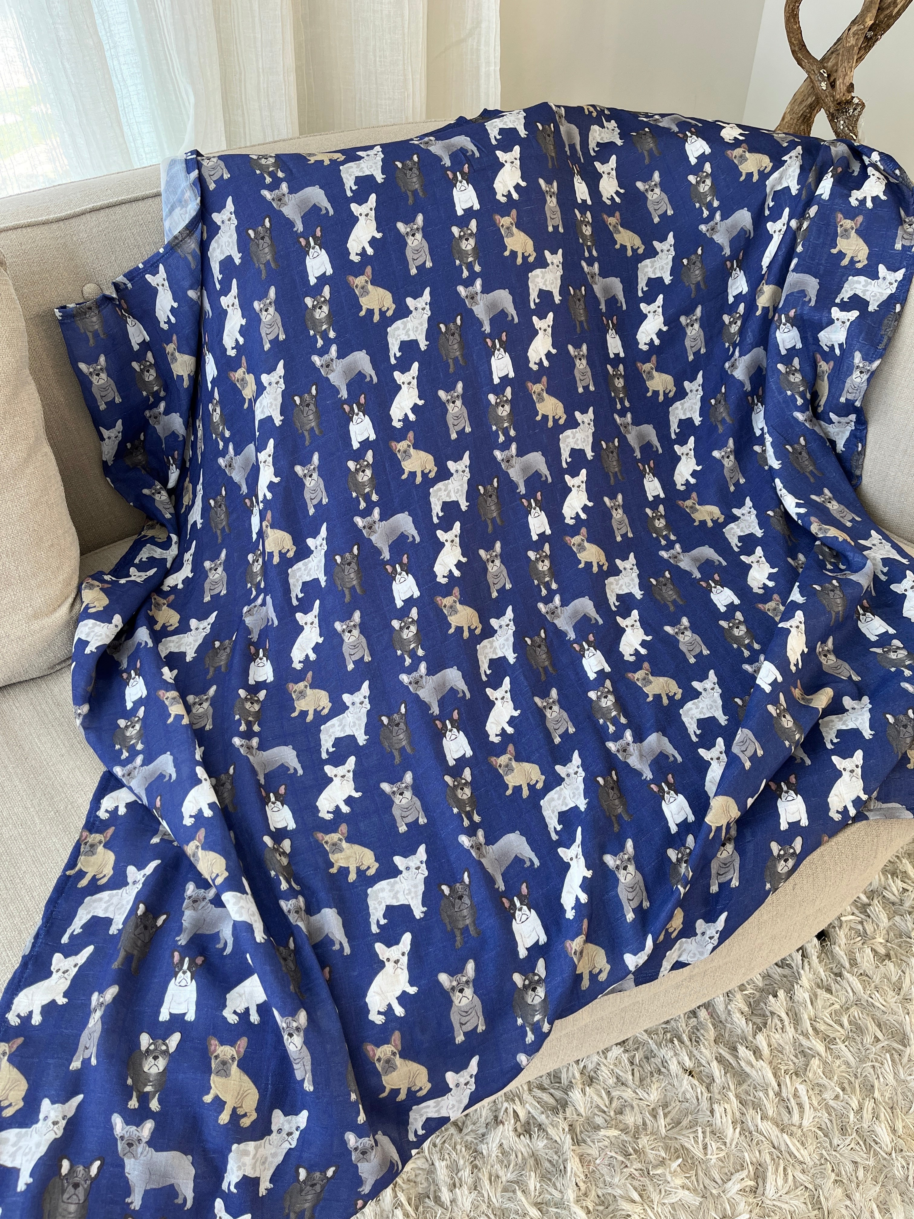 Couverture de mousseline: Party de bouledogue français (Royal)