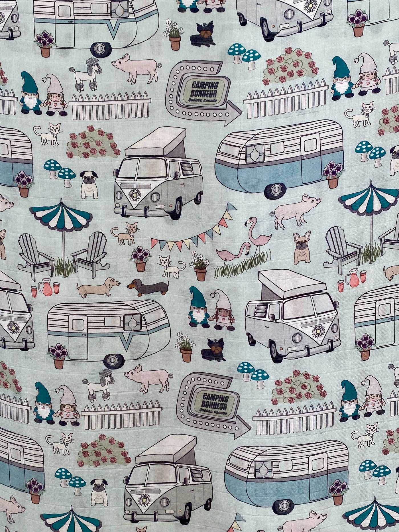 Muslin Swaddle: Happy Camping Turquoise