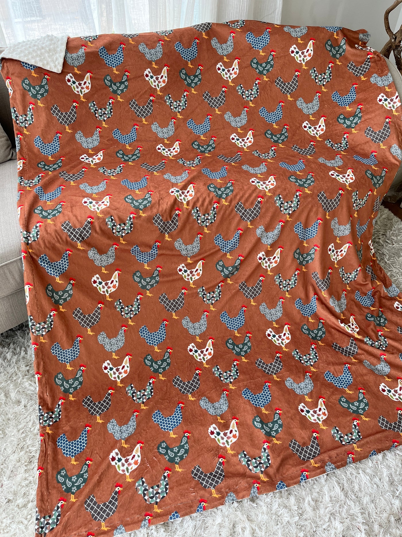 Giant Blanket: Chickens on the Farm (farmhouse collection)