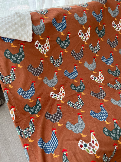 Giant Blanket: Chickens on the Farm (farmhouse collection)