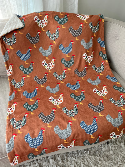 Baby blanket: Chickens on the farm (farmhouse collection)