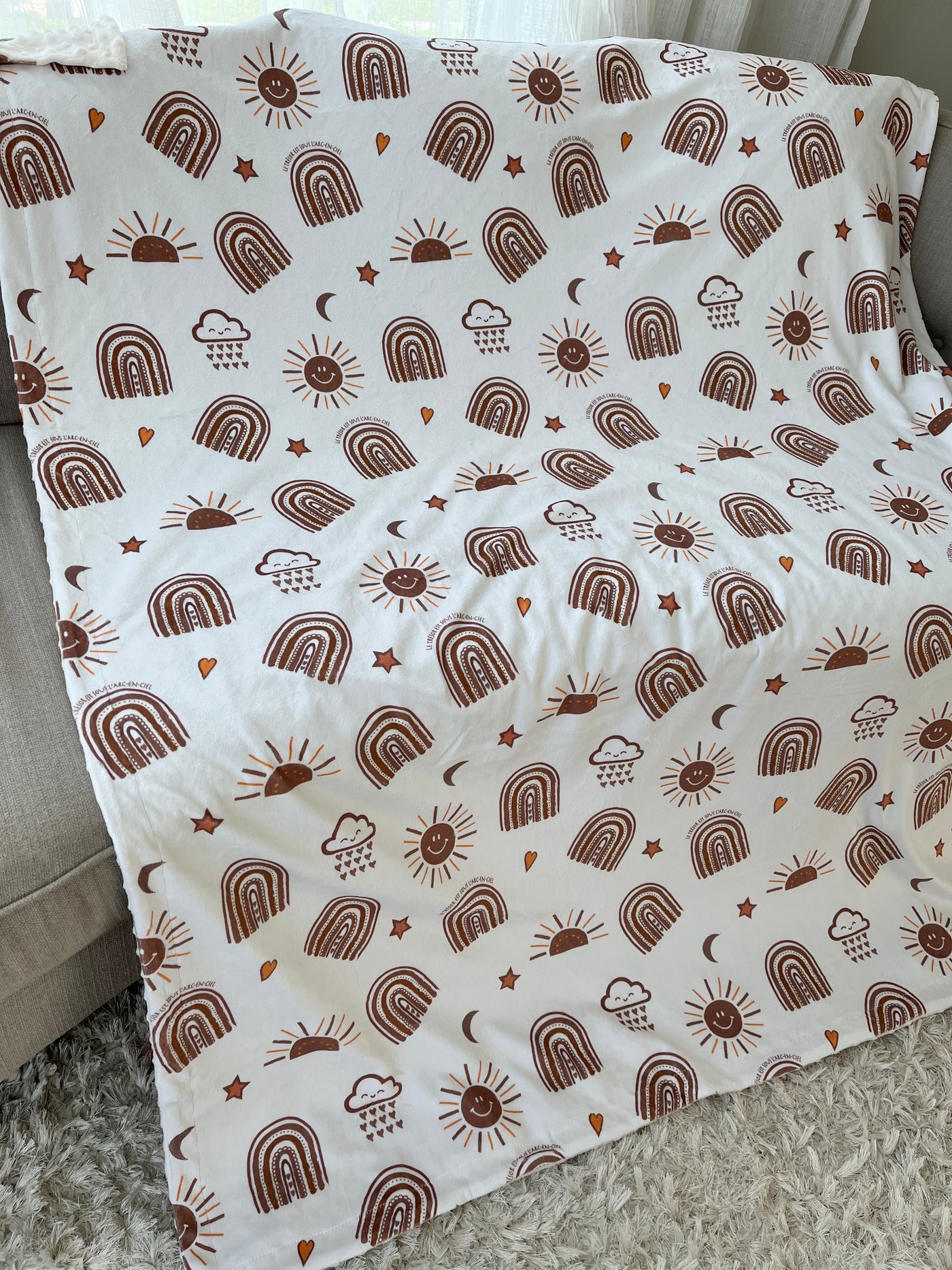 Medium Blanket: Radiant Sun BOHO (cream background)