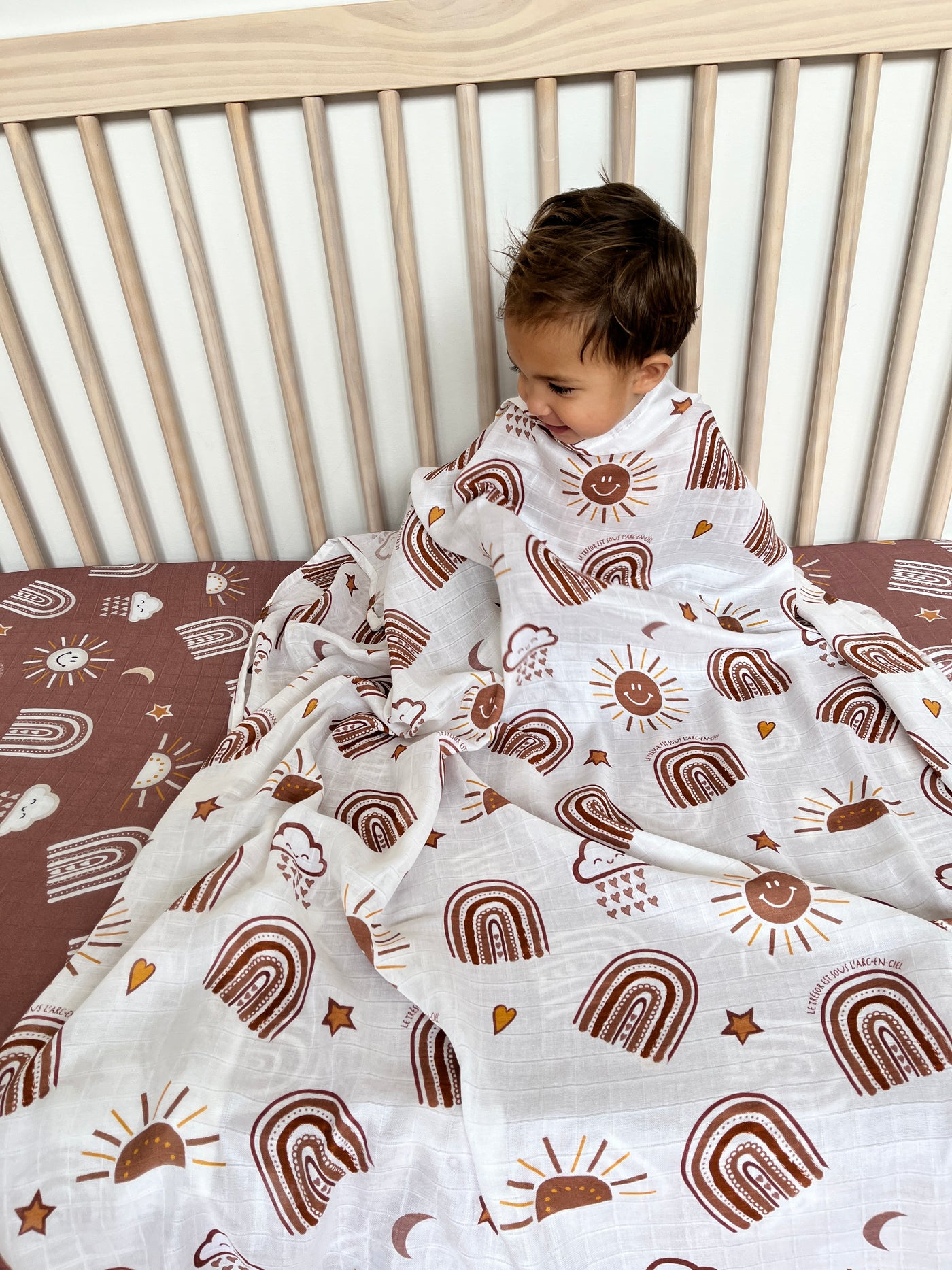 Muslin cover: Radiant Sun BOHO (cream background)