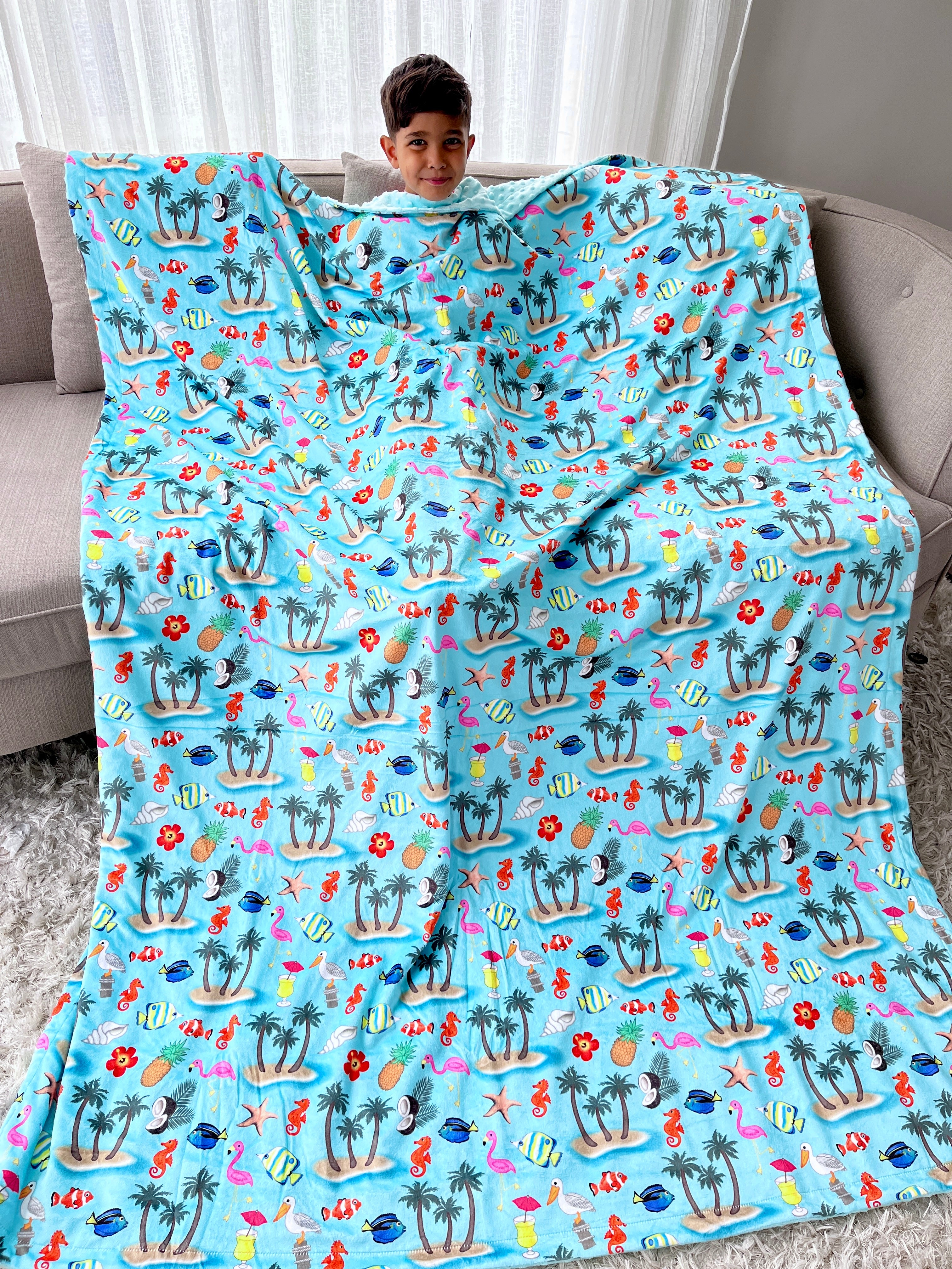 Giant Blanket: Palm Trees, Fish and Tropical Beach