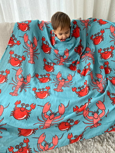 Muslin blanket: Crabs and Lobsters (Printing error)