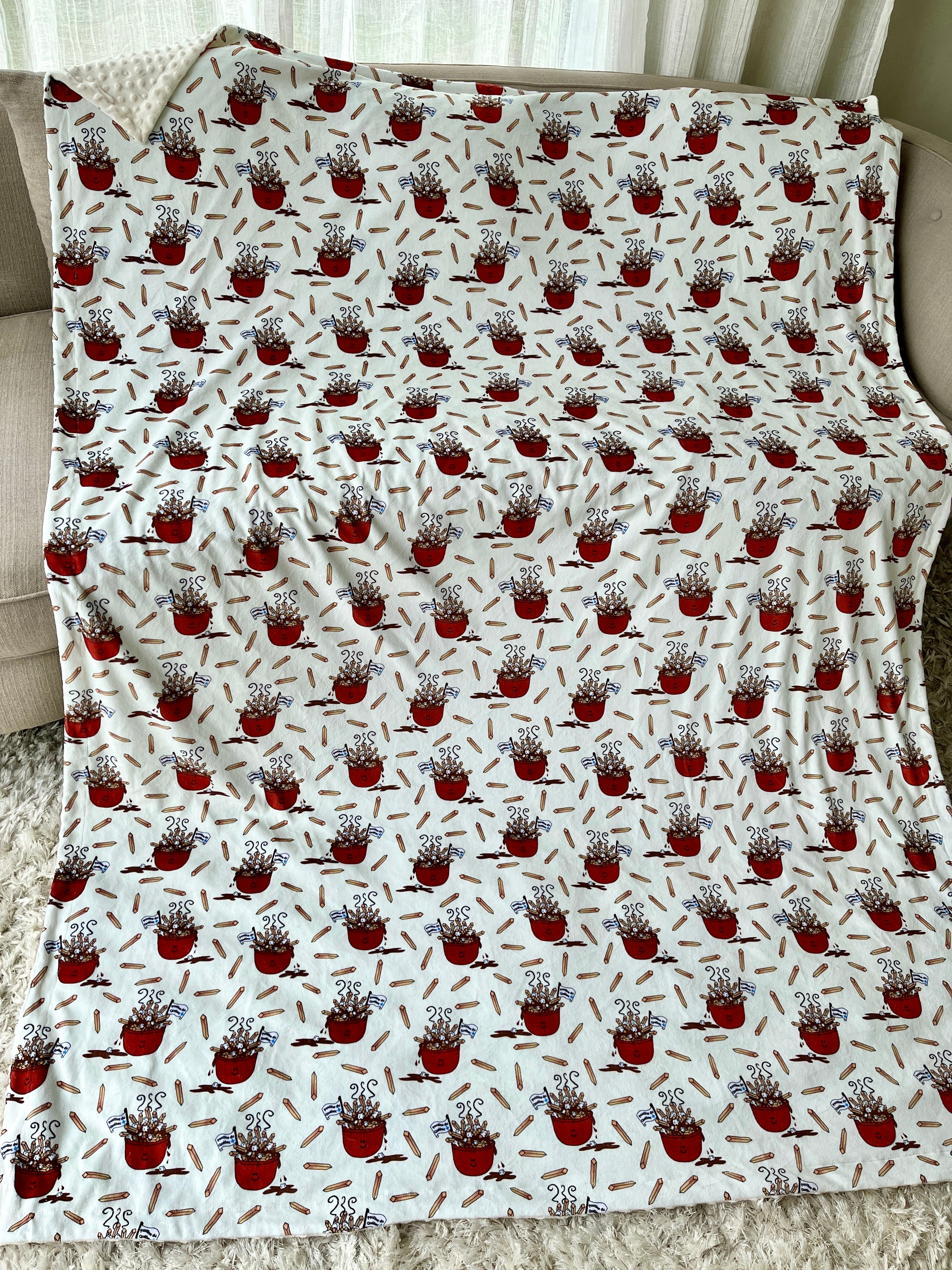 Giant Blanket: Poutines from Quebec (cream background)