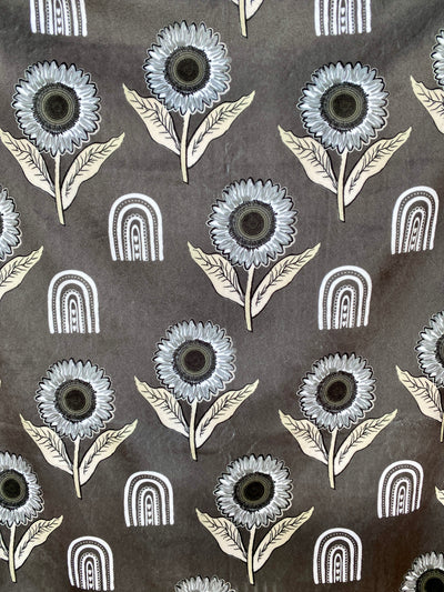 Giant Blanket: Sunflowers BOHO (Charcoal Background)
