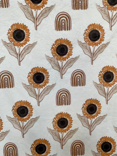 Medium Blanket: BOHO Sunflowers (cream background)