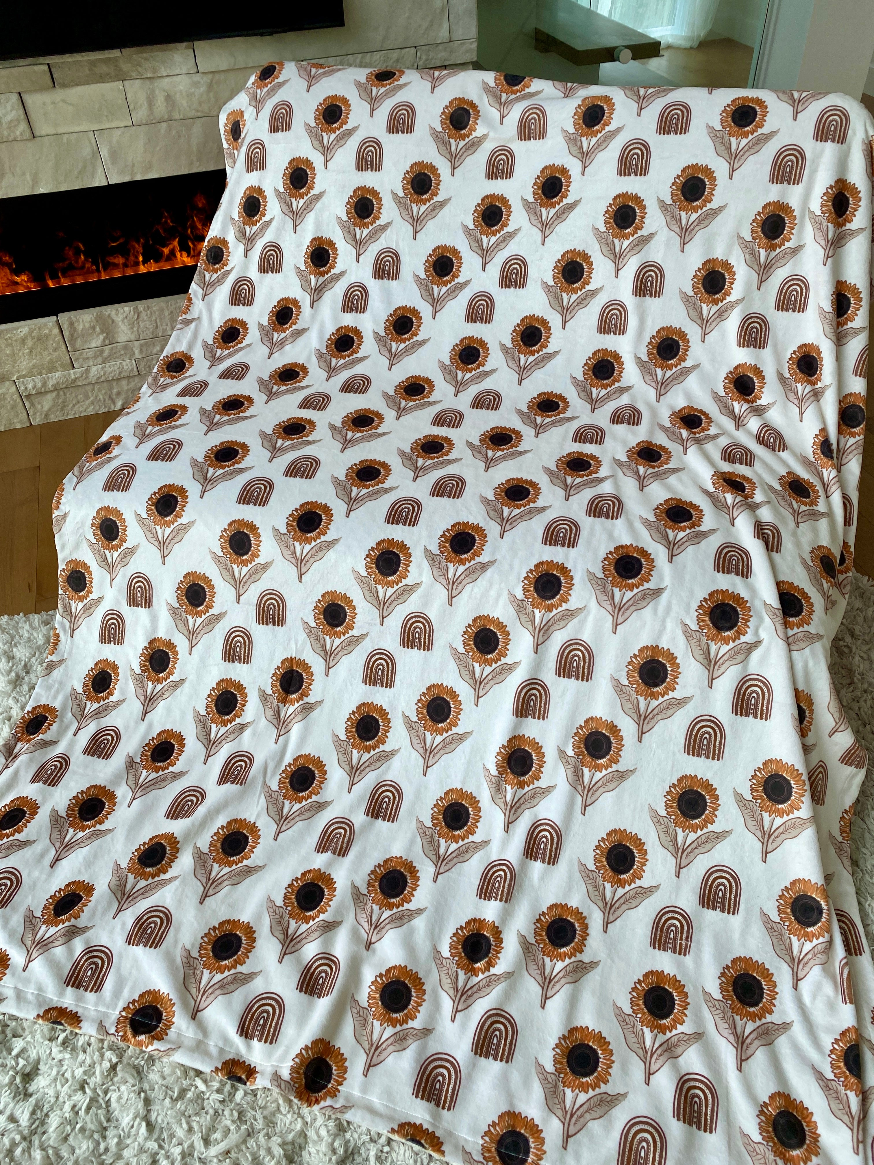 Couverture Géante : Tournesols BOHO (fond crème)