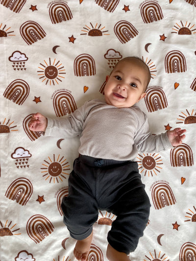 Baby Blanket: Radiant Sun BOHO (Cream Background)