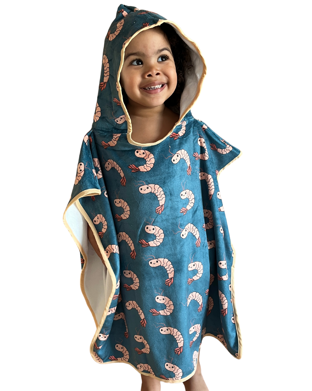 Serviette poncho à capuchon pour enfant (18 mois à 5 ans) : Petites crevettes