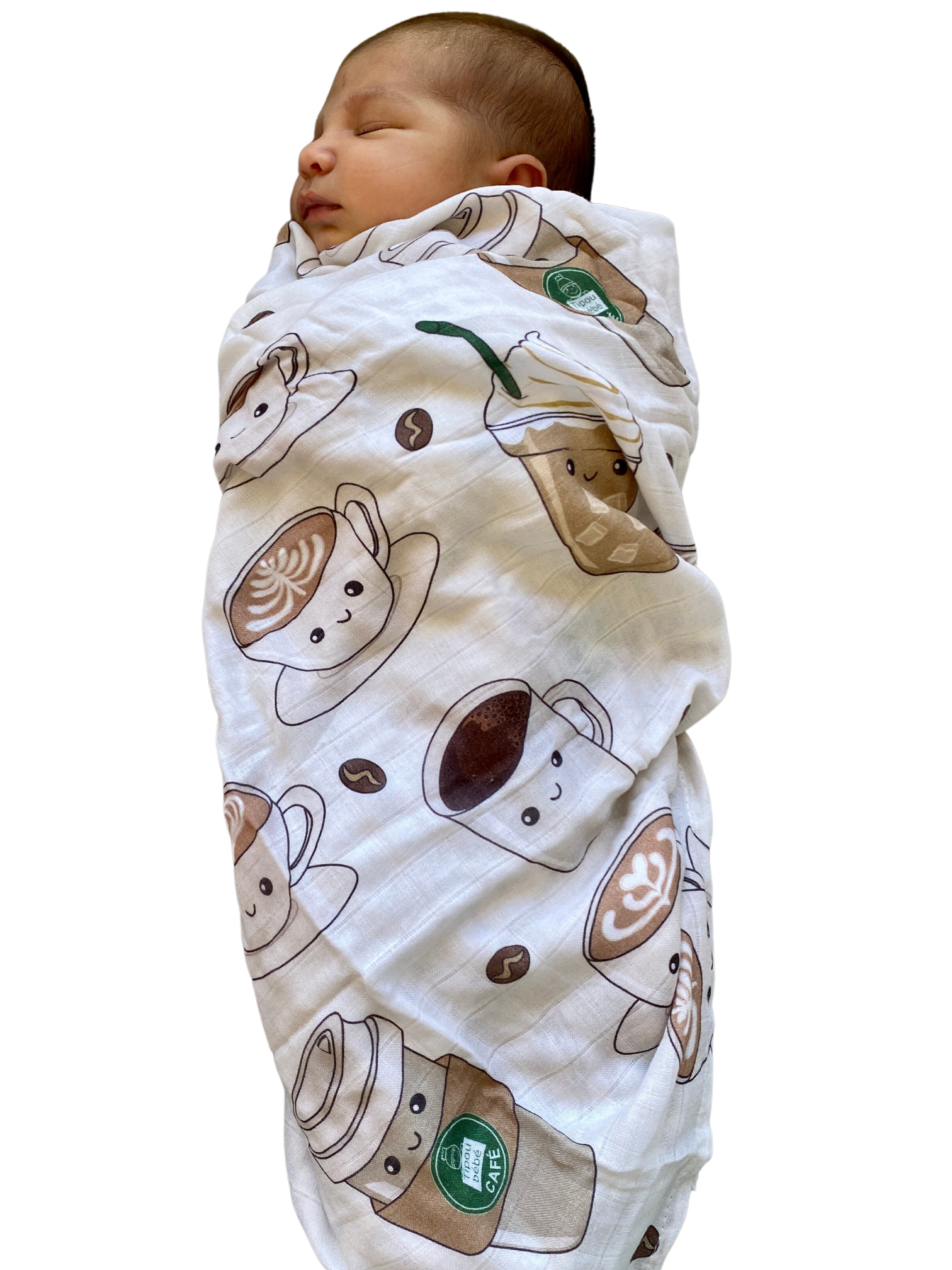 Couverture de mousseline: Tipou Bébé Café (fond crème)